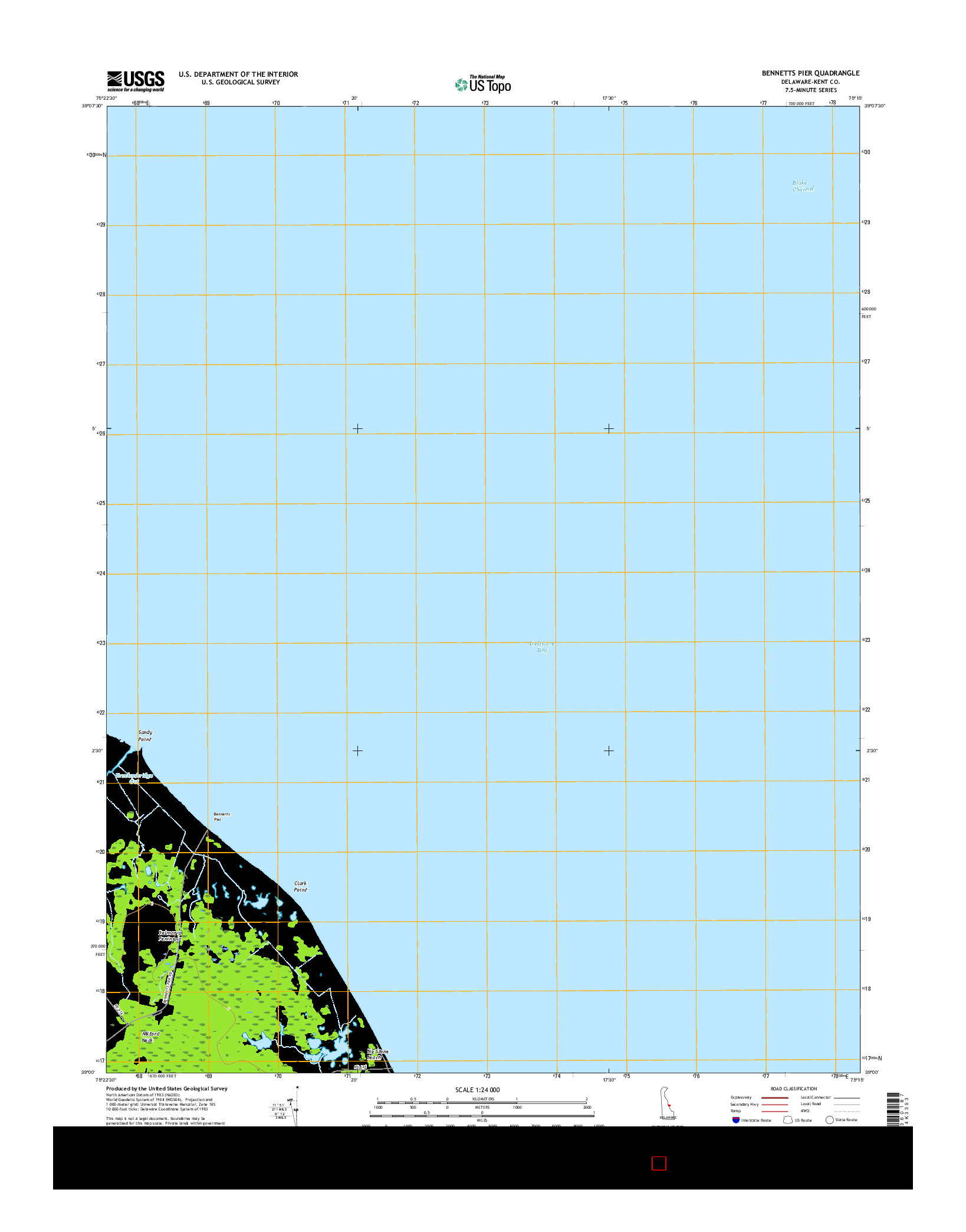 USGS US TOPO 7.5-MINUTE MAP FOR BENNETTS PIER, DE 2016