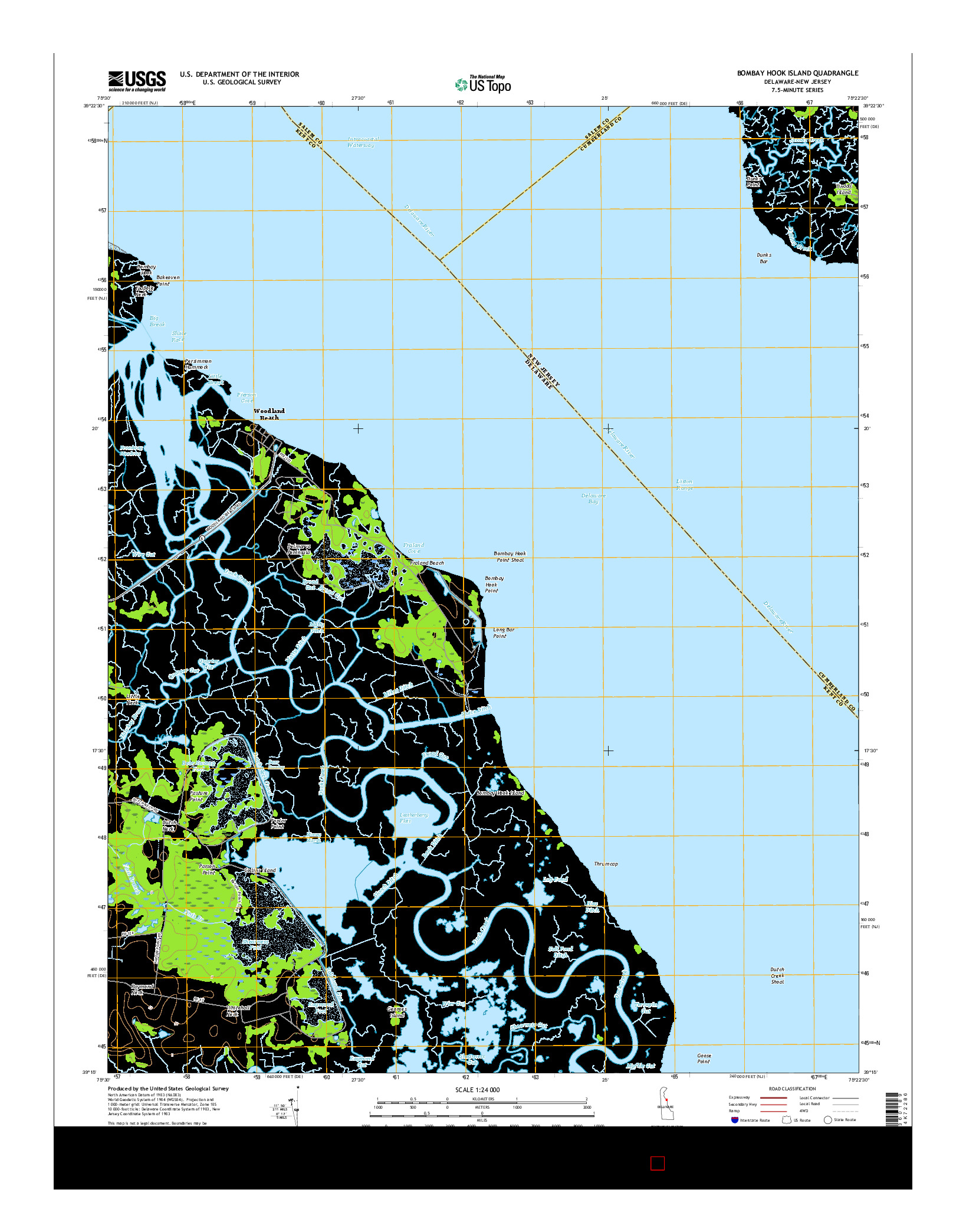 USGS US TOPO 7.5-MINUTE MAP FOR BOMBAY HOOK ISLAND, DE-NJ 2016