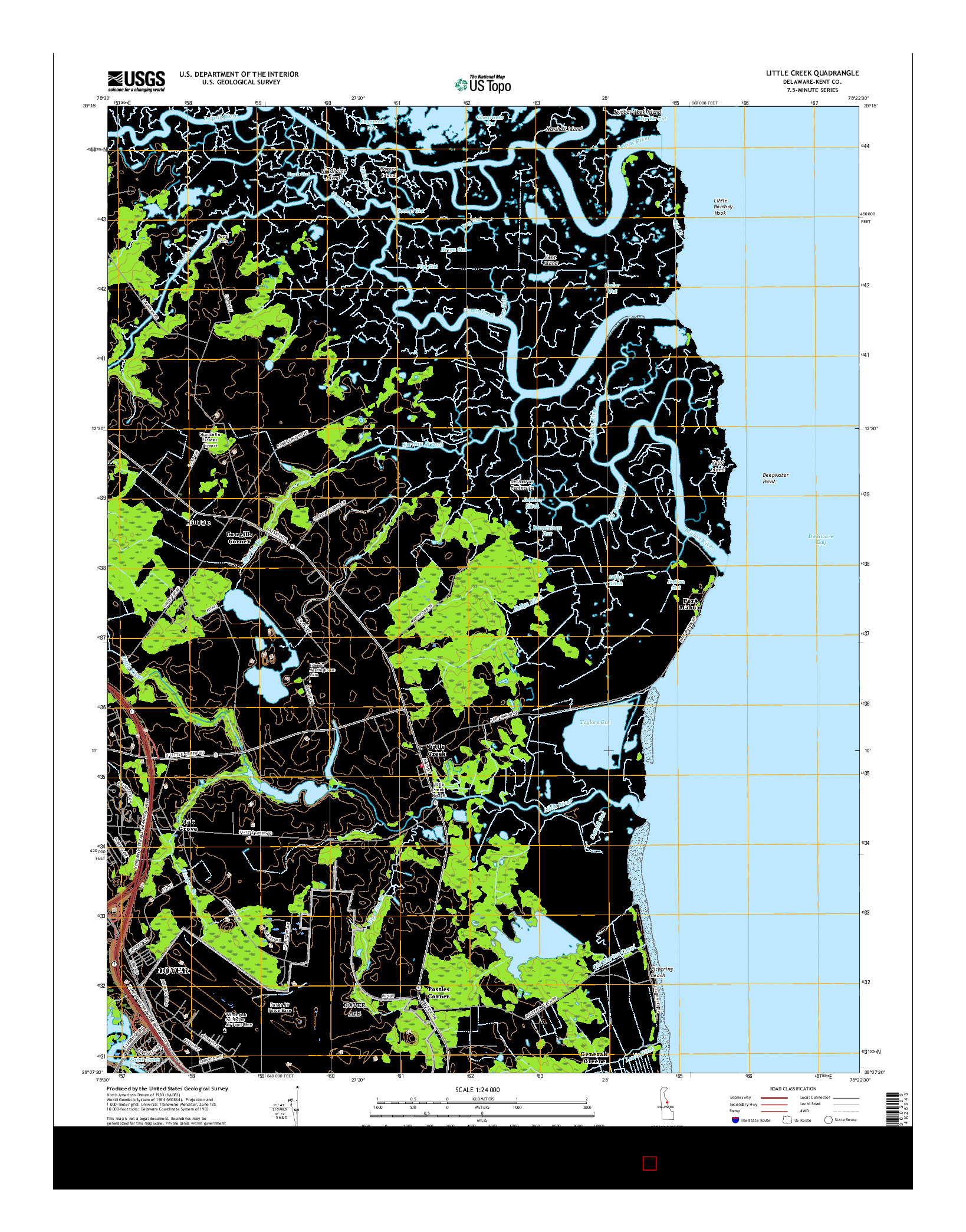 USGS US TOPO 7.5-MINUTE MAP FOR LITTLE CREEK, DE 2016
