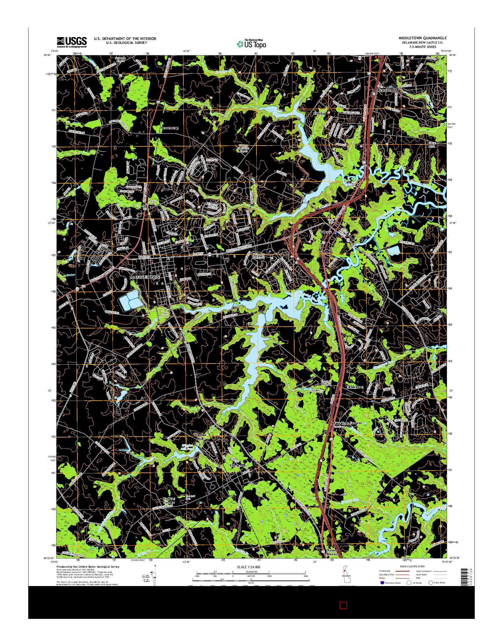 USGS US TOPO 7.5-MINUTE MAP FOR MIDDLETOWN, DE 2016
