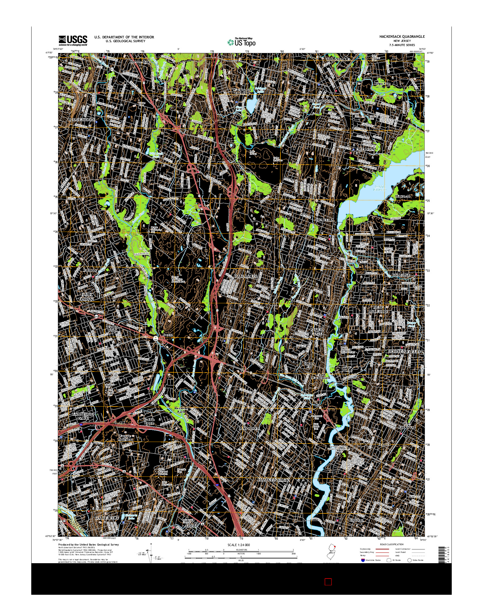 USGS US TOPO 7.5-MINUTE MAP FOR HACKENSACK, NJ 2016