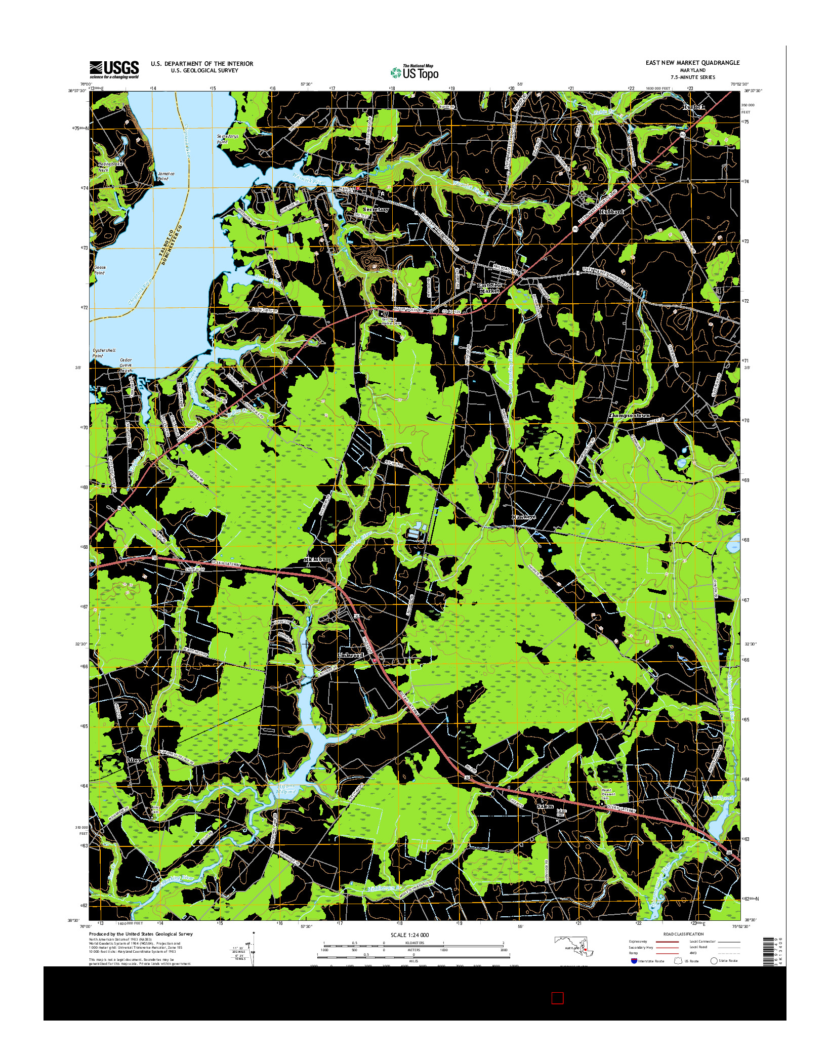 USGS US TOPO 7.5-MINUTE MAP FOR EAST NEW MARKET, MD 2016