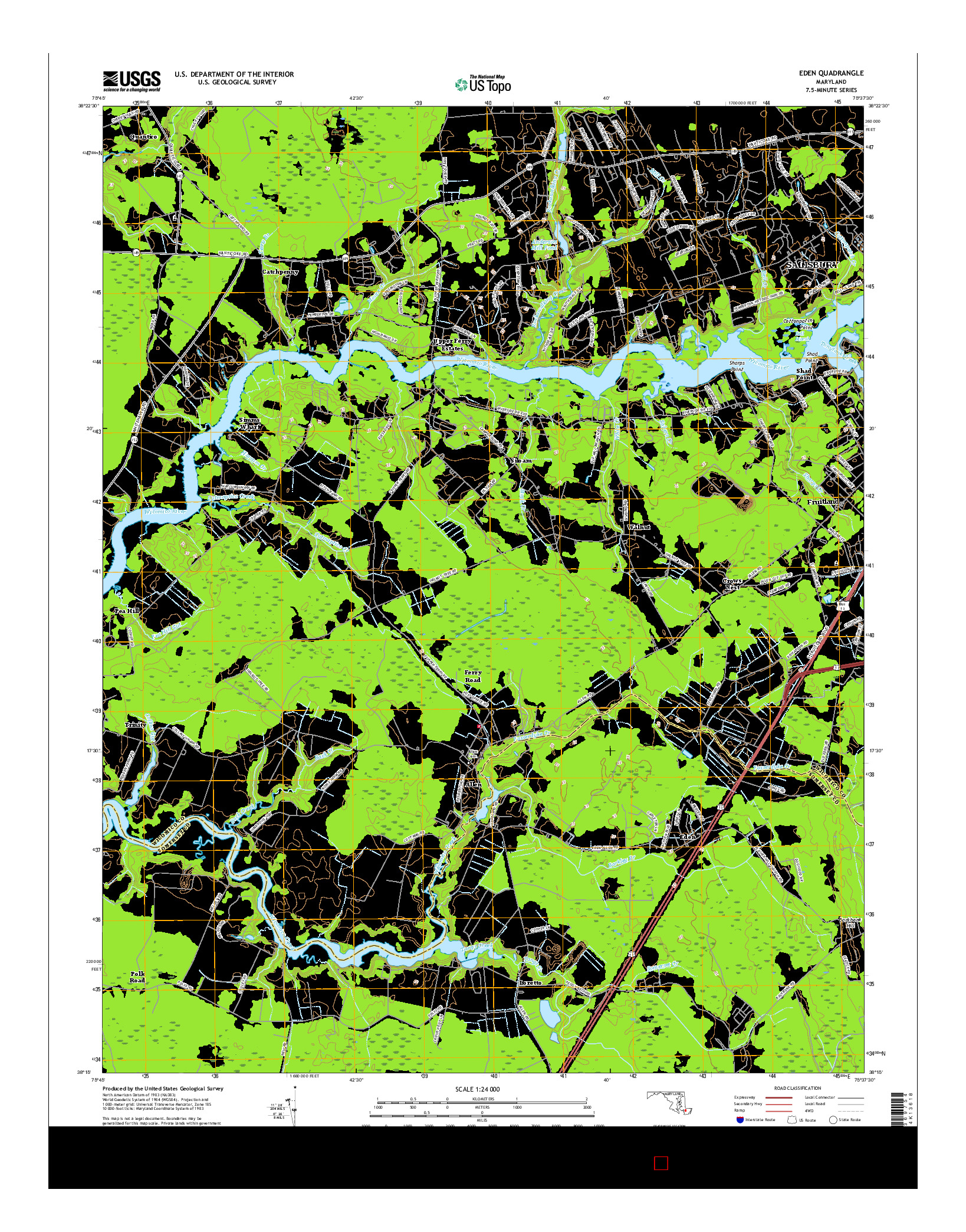 USGS US TOPO 7.5-MINUTE MAP FOR EDEN, MD 2016