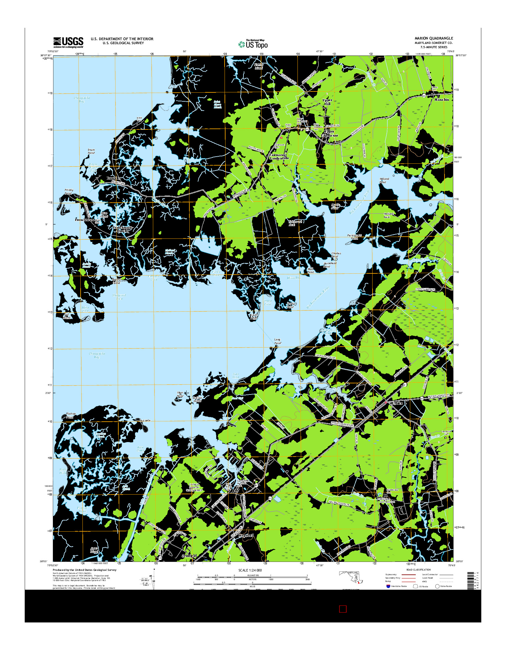 USGS US TOPO 7.5-MINUTE MAP FOR MARION, MD 2016