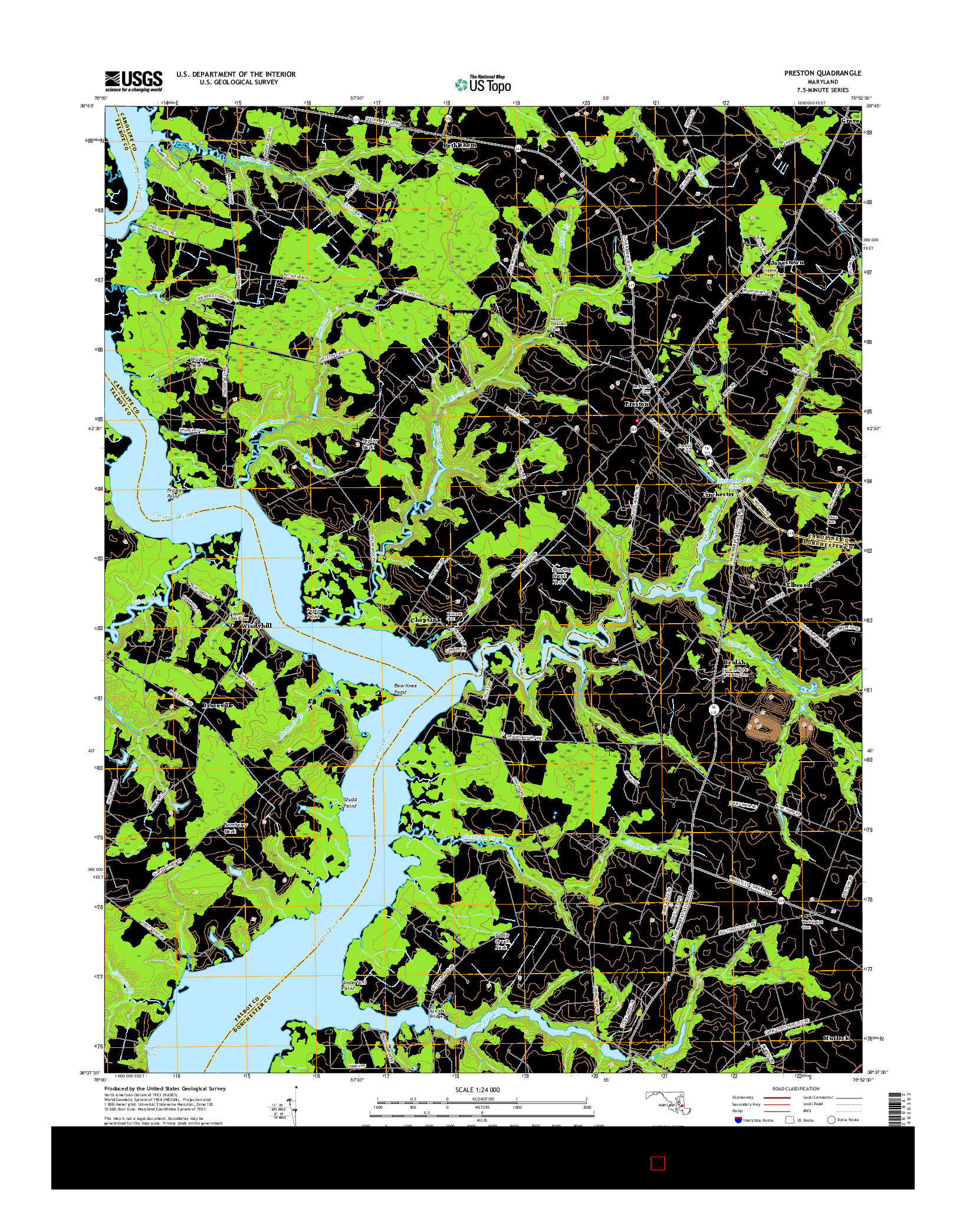 USGS US TOPO 7.5-MINUTE MAP FOR PRESTON, MD 2016