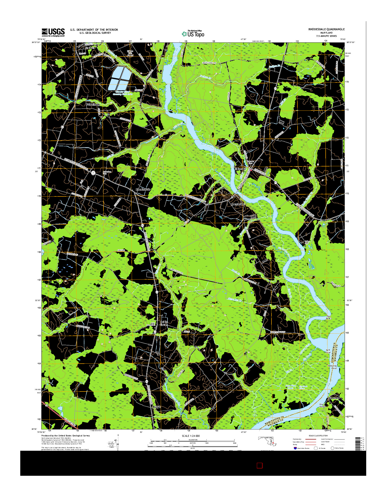 USGS US TOPO 7.5-MINUTE MAP FOR RHODESDALE, MD 2016