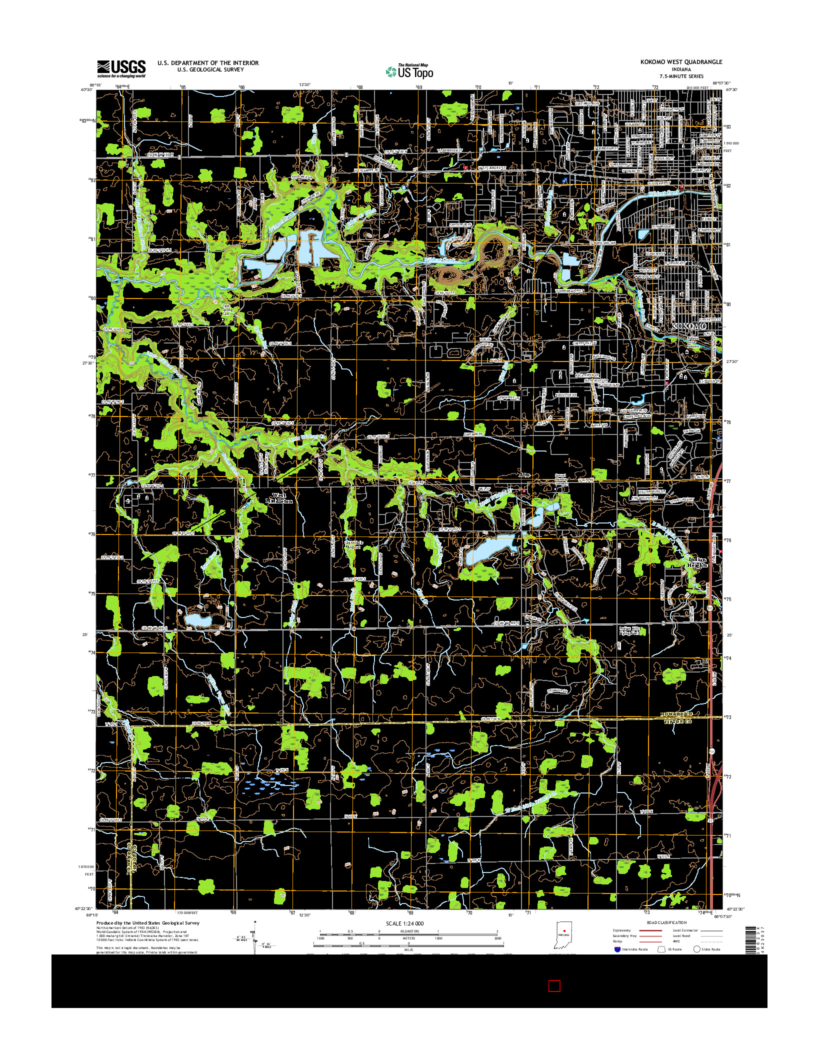 USGS US TOPO 7.5-MINUTE MAP FOR KOKOMO WEST, IN 2016