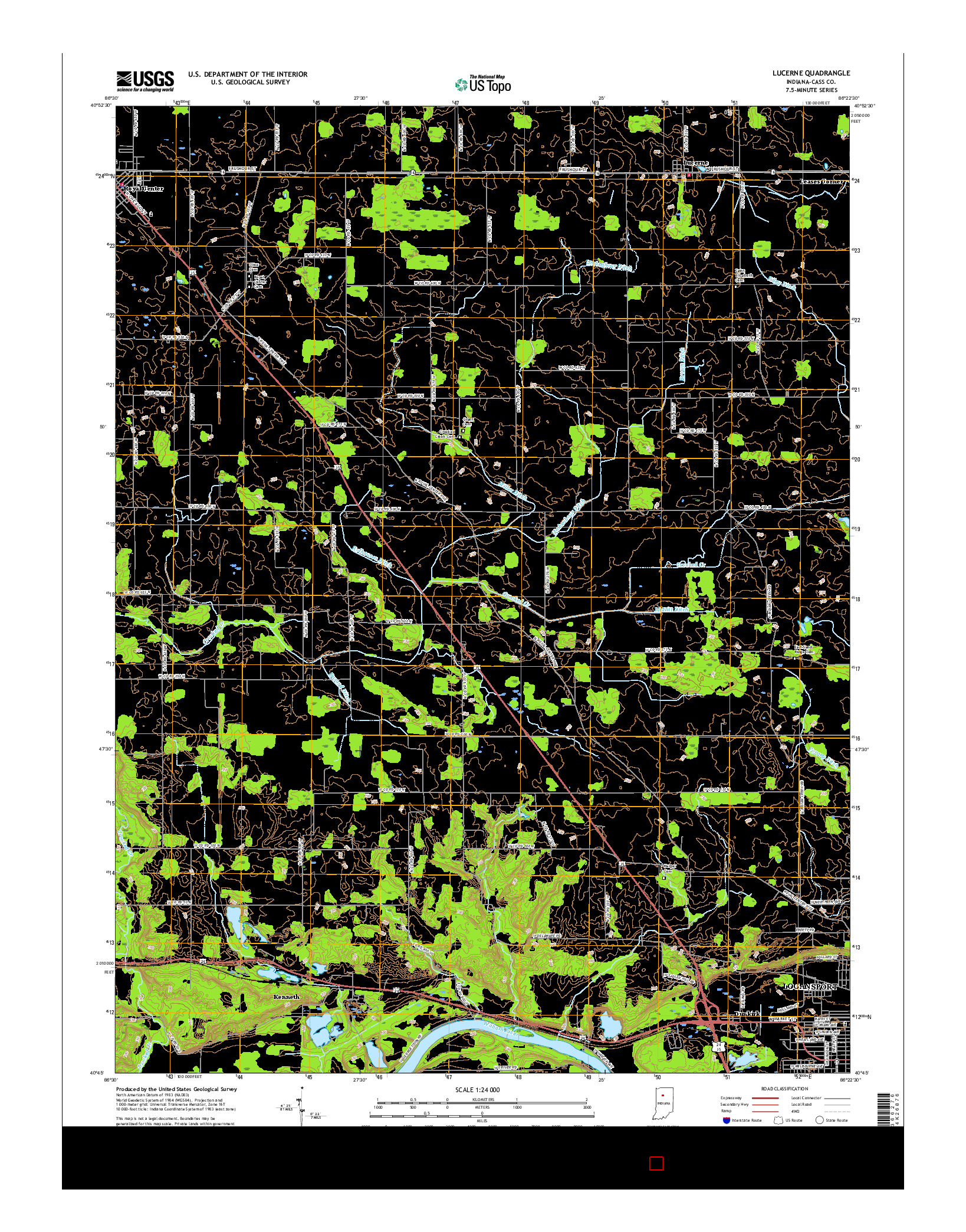 USGS US TOPO 7.5-MINUTE MAP FOR LUCERNE, IN 2016