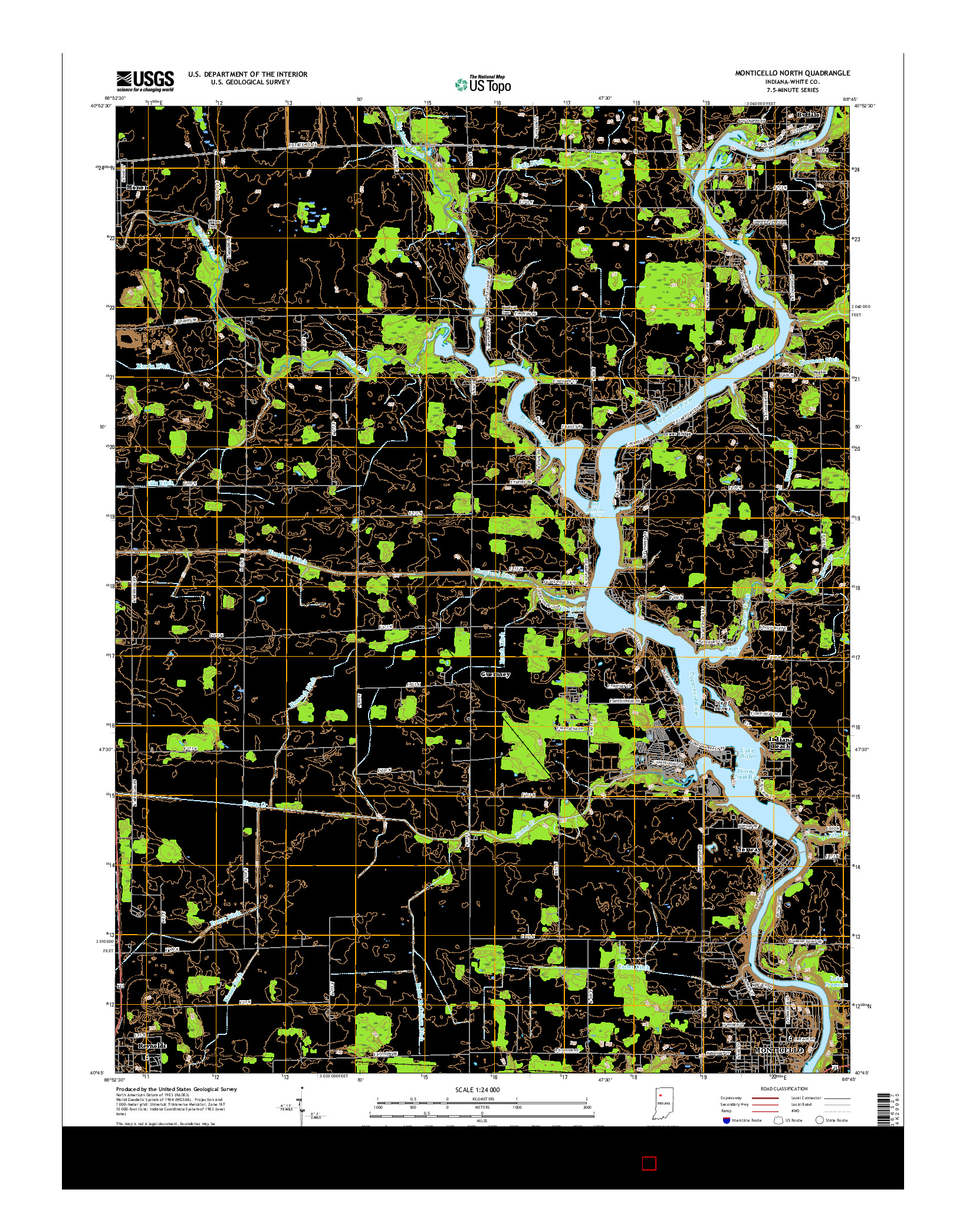 USGS US TOPO 7.5-MINUTE MAP FOR MONTICELLO NORTH, IN 2016