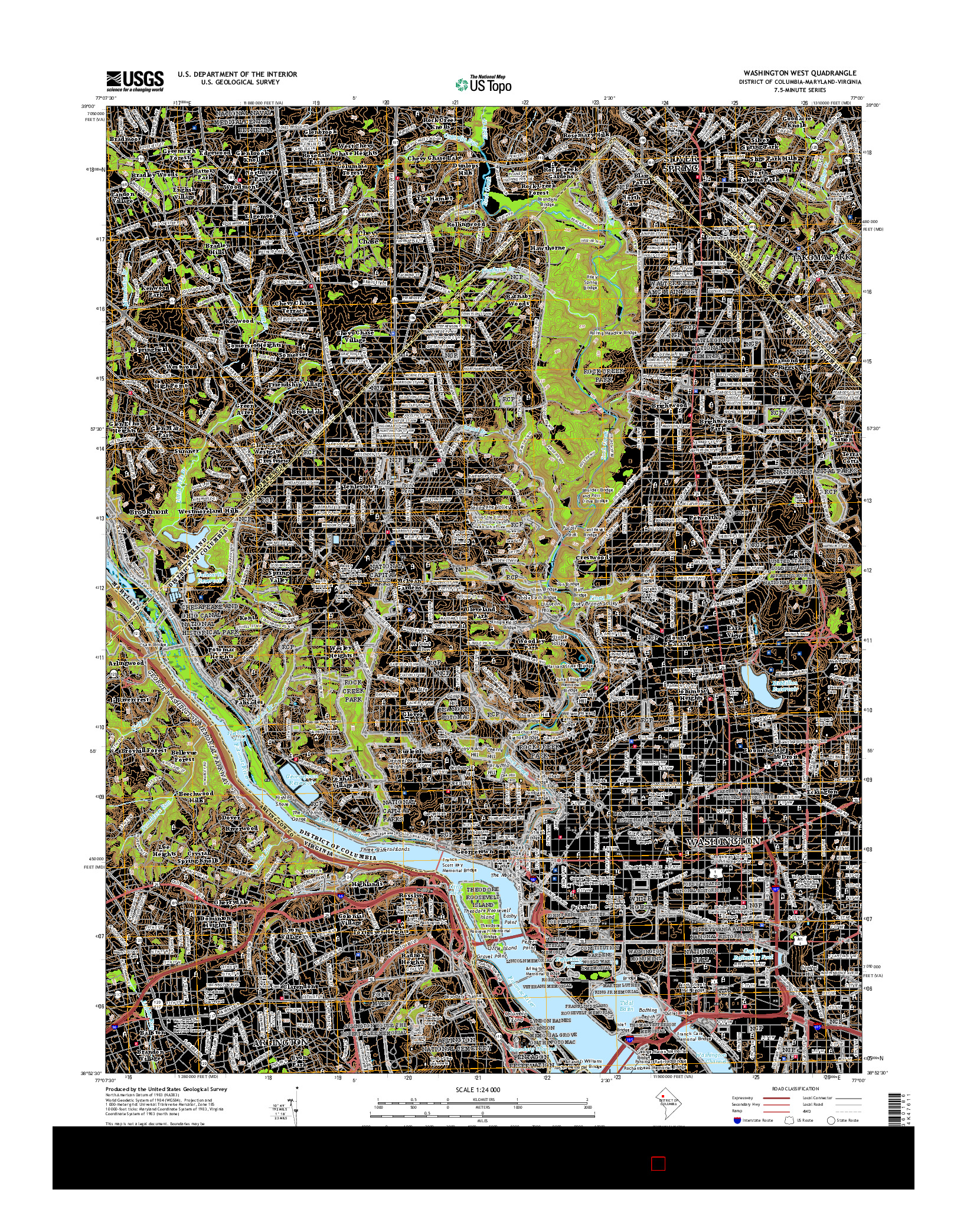 USGS US TOPO 7.5-MINUTE MAP FOR WASHINGTON WEST, DC-MD-VA 2016
