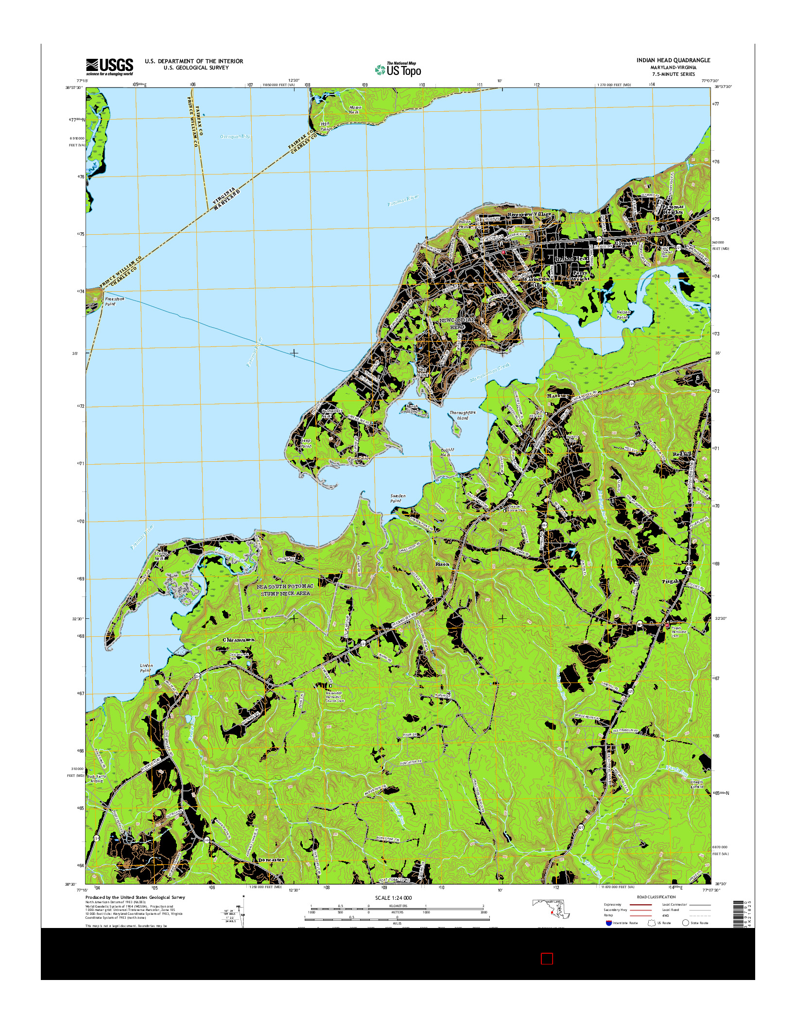 USGS US TOPO 7.5-MINUTE MAP FOR INDIAN HEAD, MD-VA 2016