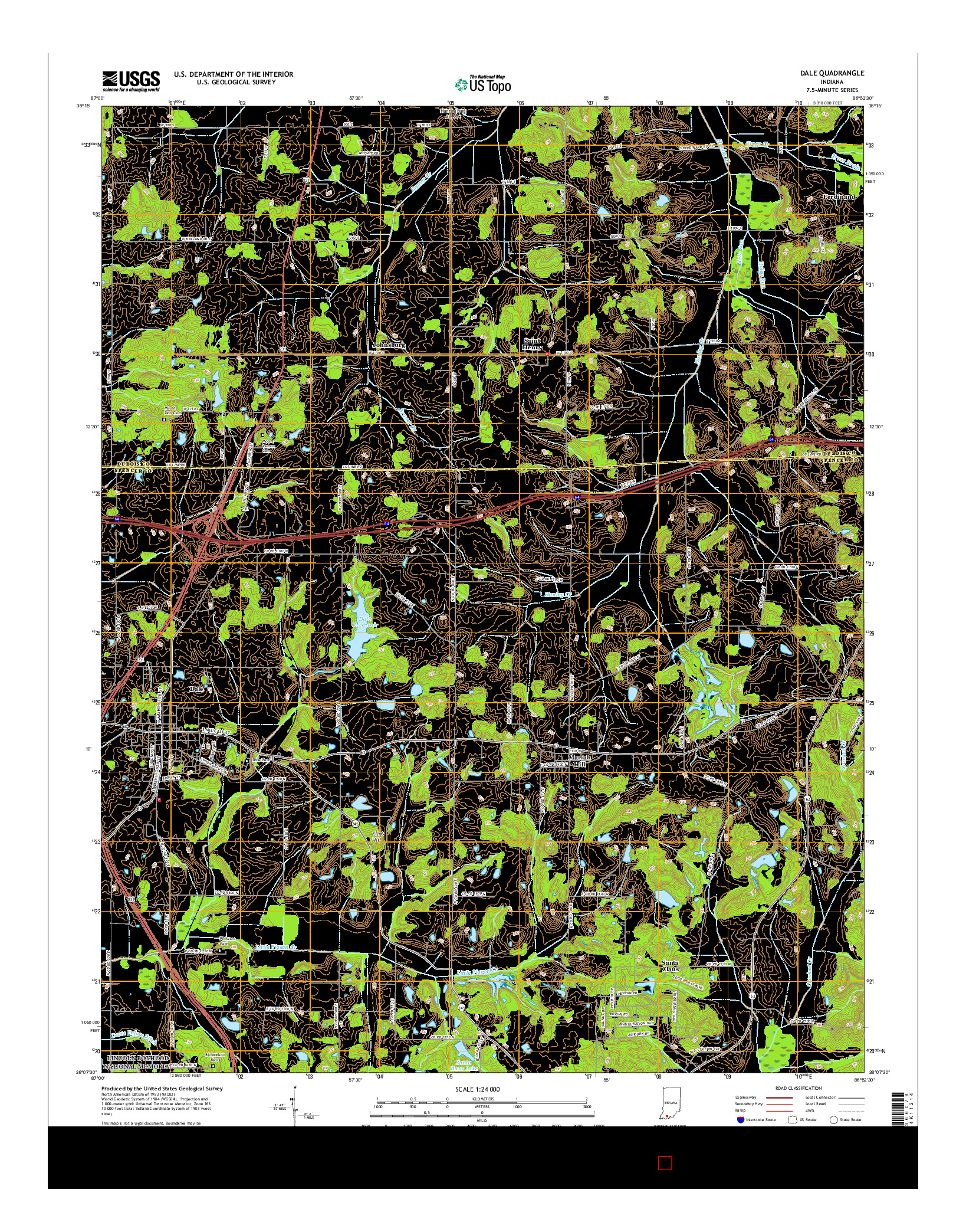 USGS US TOPO 7.5-MINUTE MAP FOR DALE, IN 2016