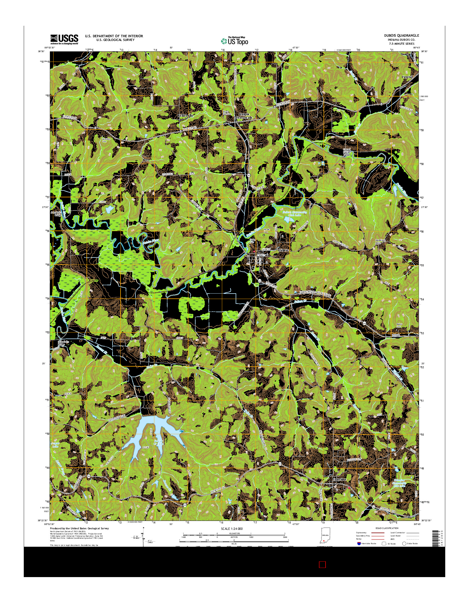 USGS US TOPO 7.5-MINUTE MAP FOR DUBOIS, IN 2016