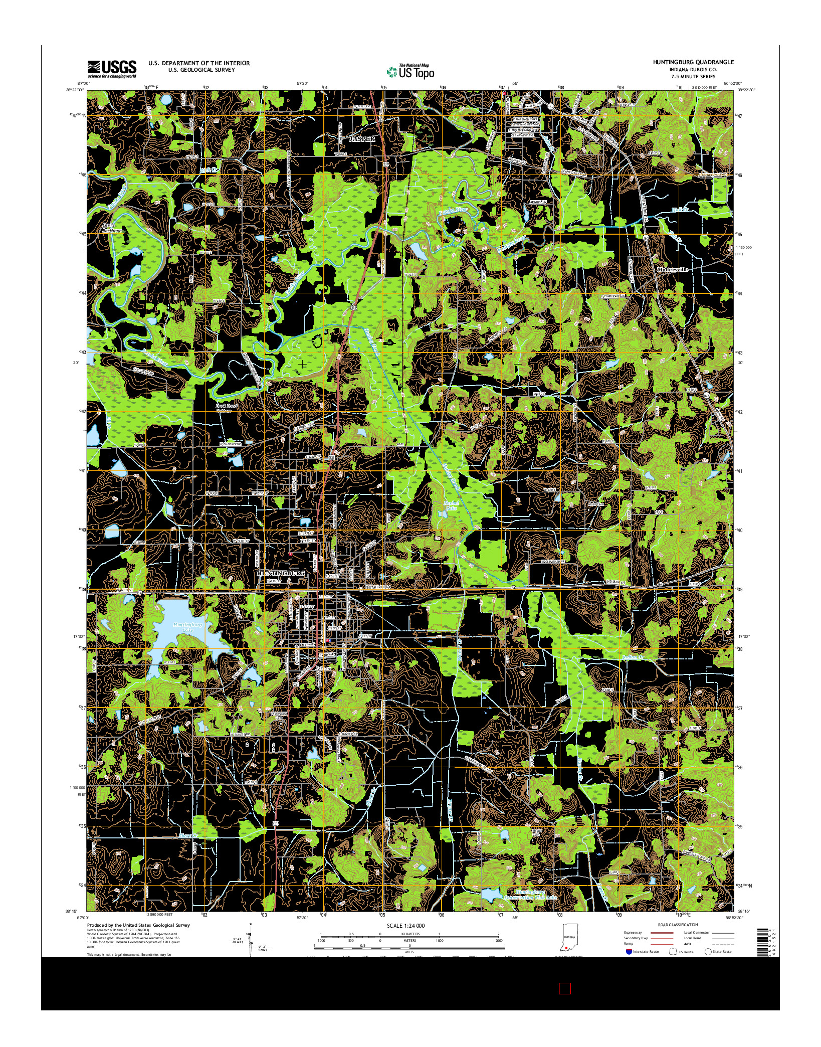 USGS US TOPO 7.5-MINUTE MAP FOR HUNTINGBURG, IN 2016