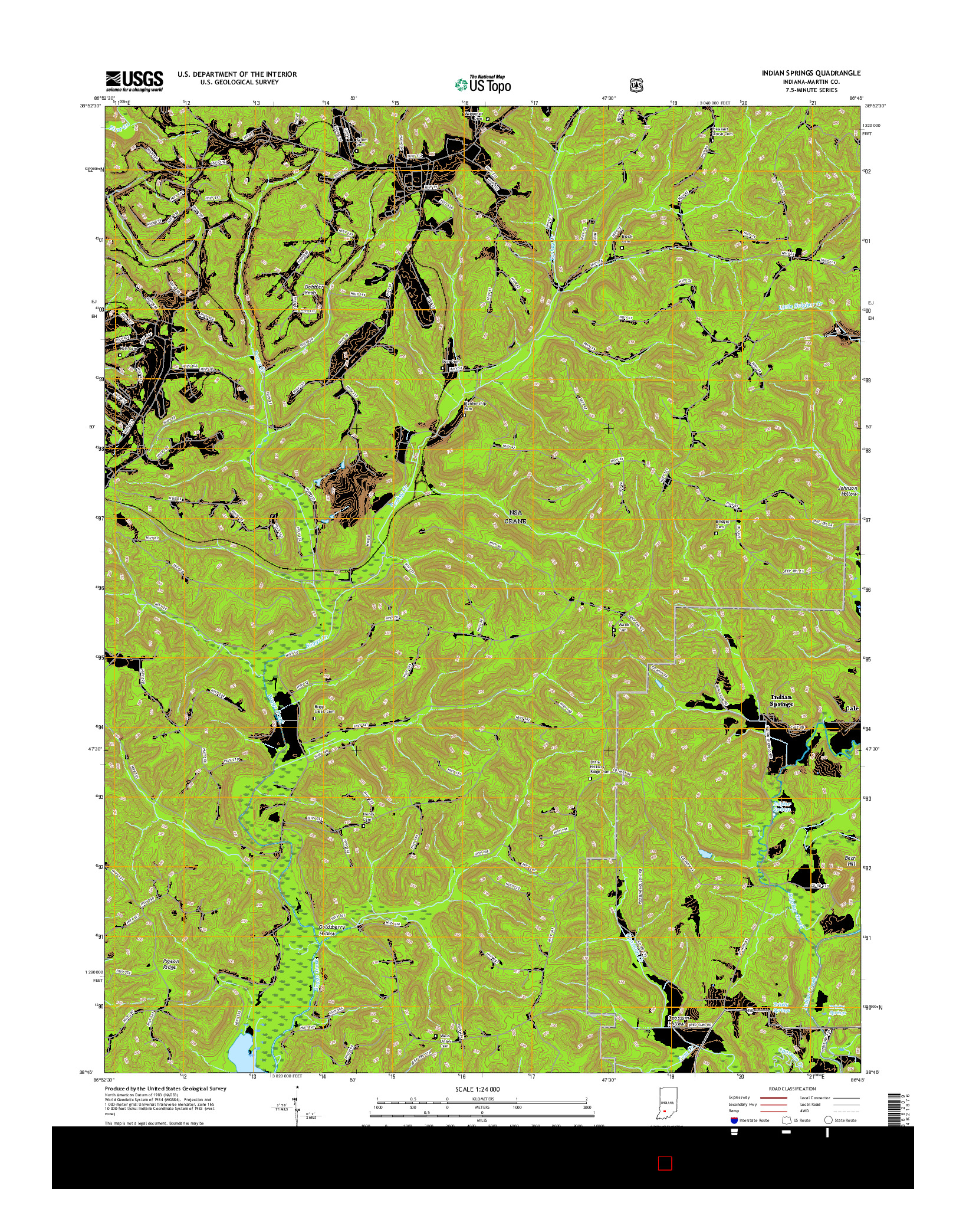 USGS US TOPO 7.5-MINUTE MAP FOR INDIAN SPRINGS, IN 2016