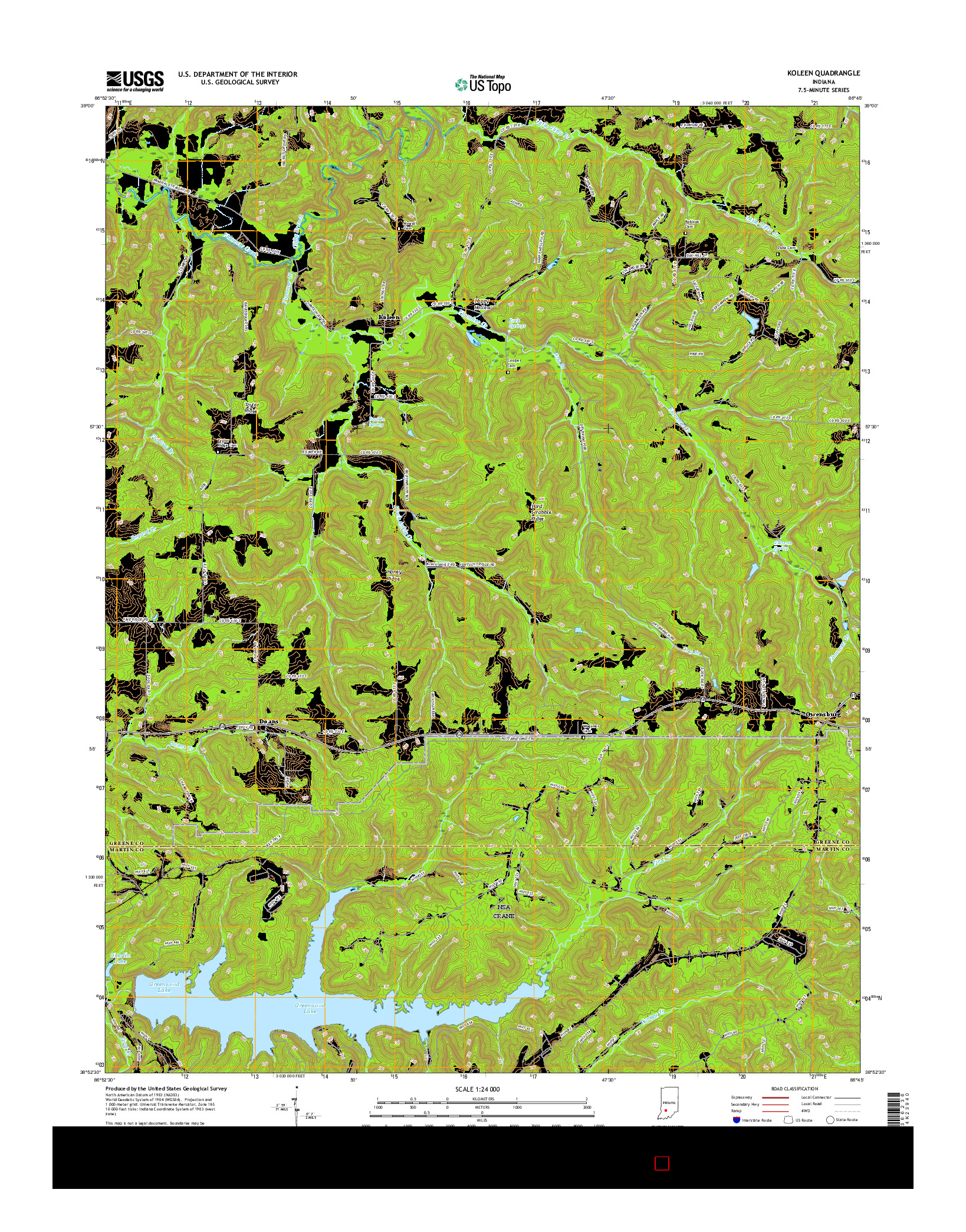 USGS US TOPO 7.5-MINUTE MAP FOR KOLEEN, IN 2016