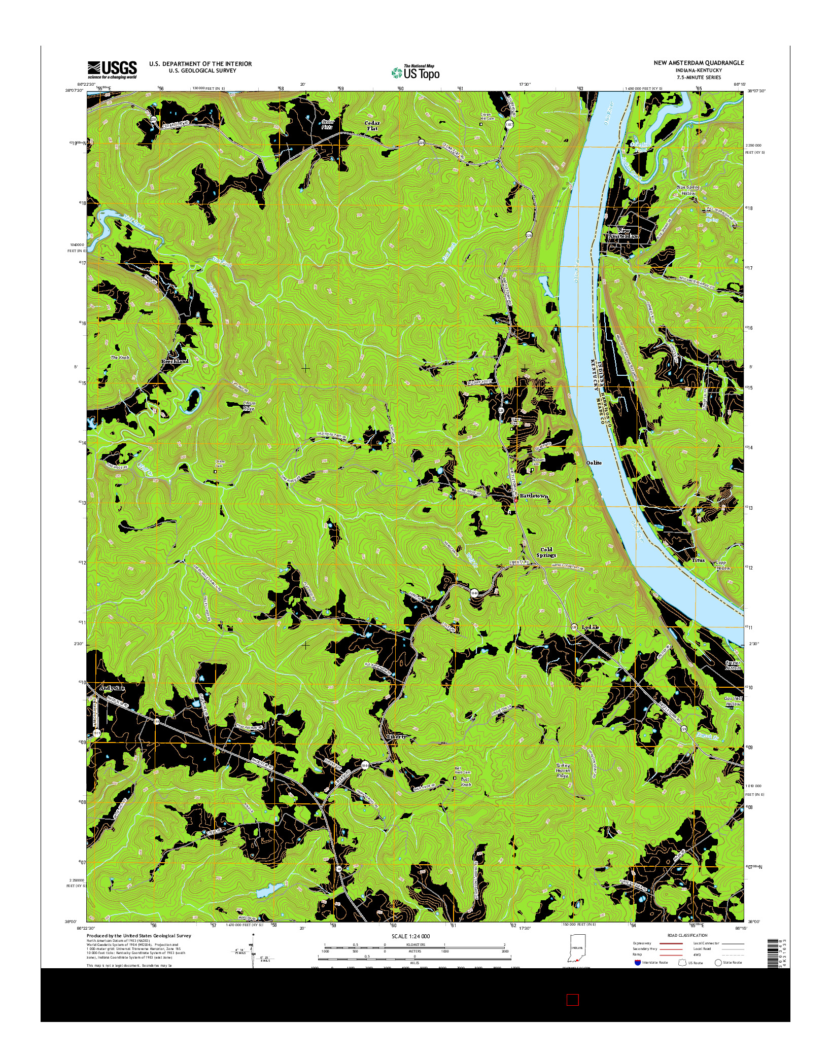 USGS US TOPO 7.5-MINUTE MAP FOR NEW AMSTERDAM, IN-KY 2016