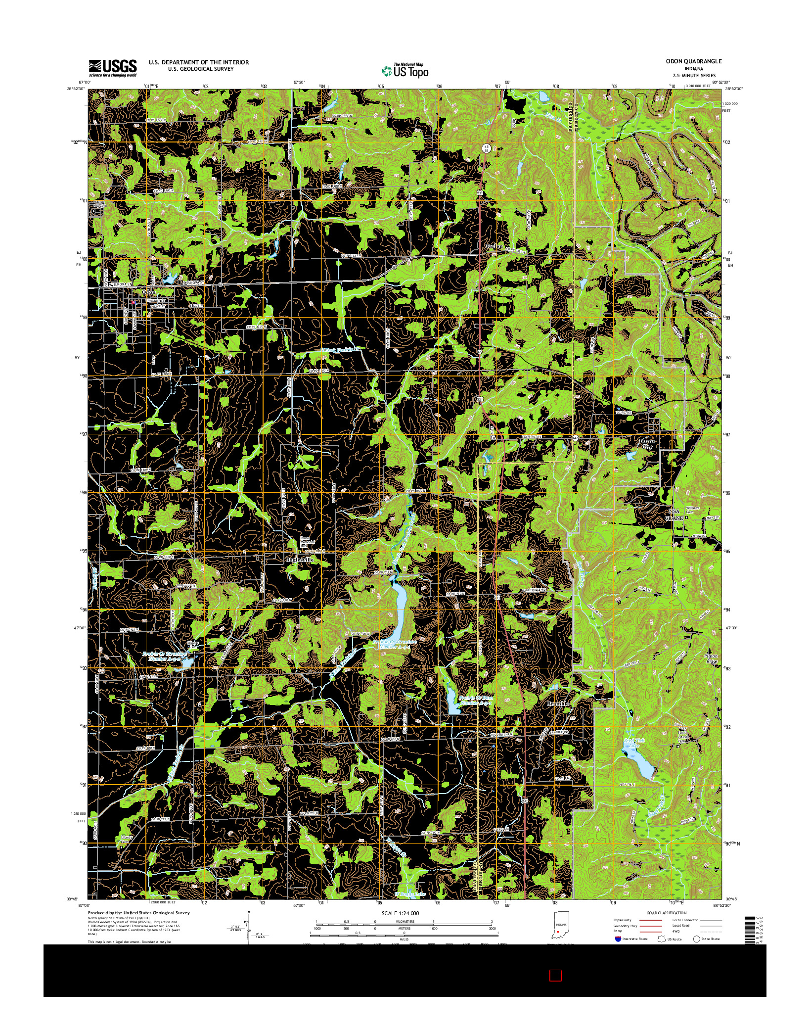 USGS US TOPO 7.5-MINUTE MAP FOR ODON, IN 2016