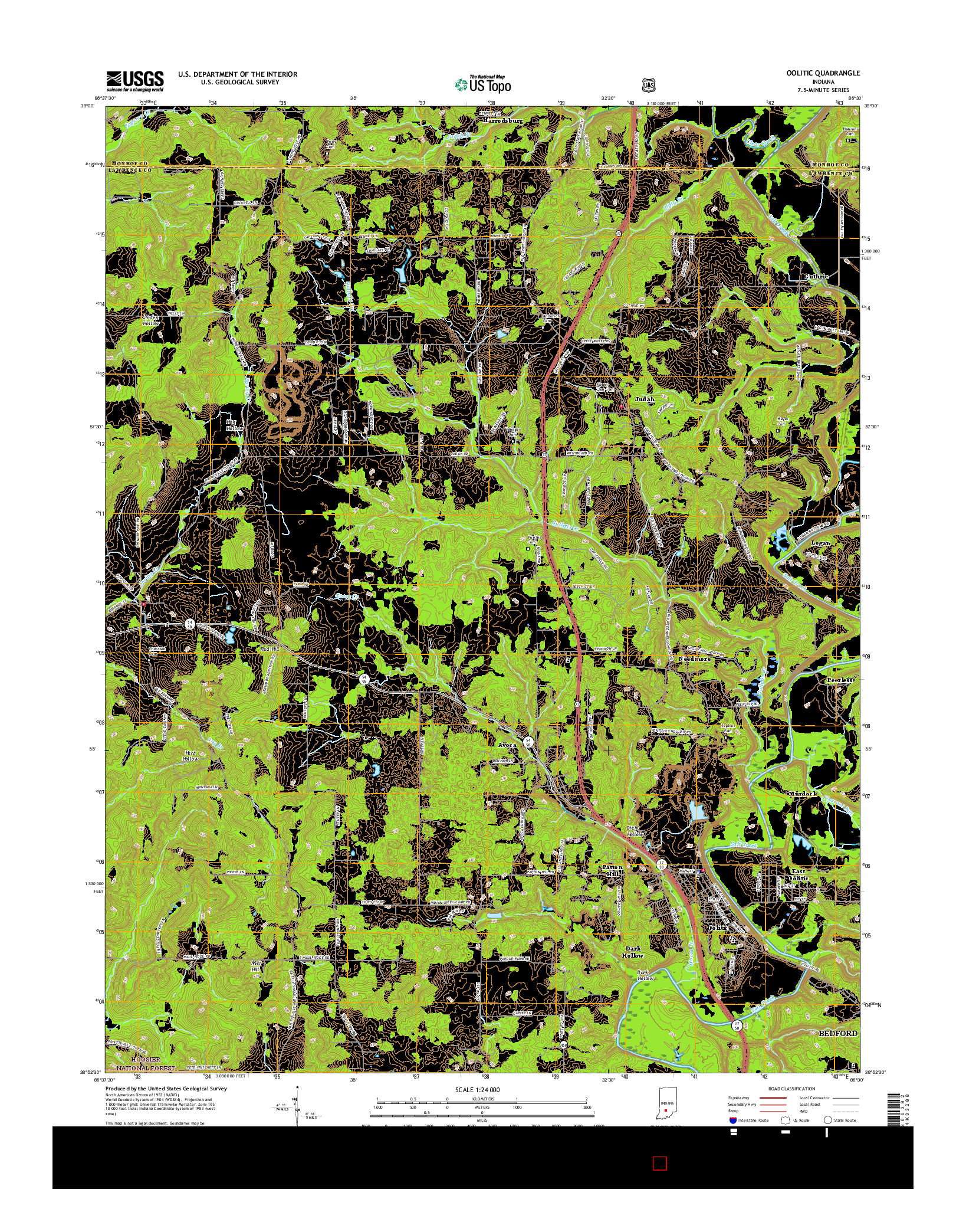 USGS US TOPO 7.5-MINUTE MAP FOR OOLITIC, IN 2016