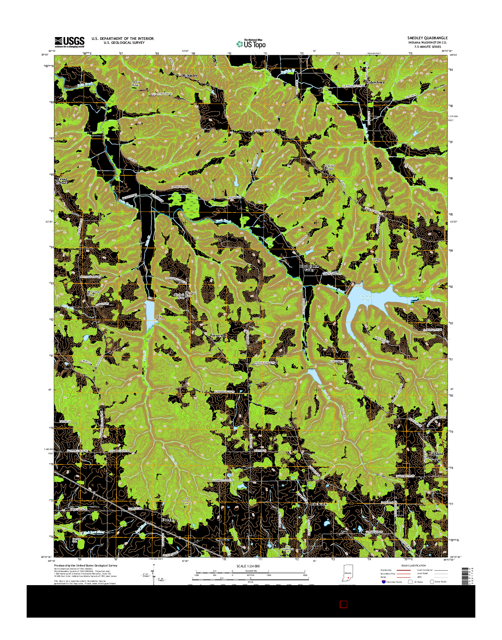 USGS US TOPO 7.5-MINUTE MAP FOR SMEDLEY, IN 2016