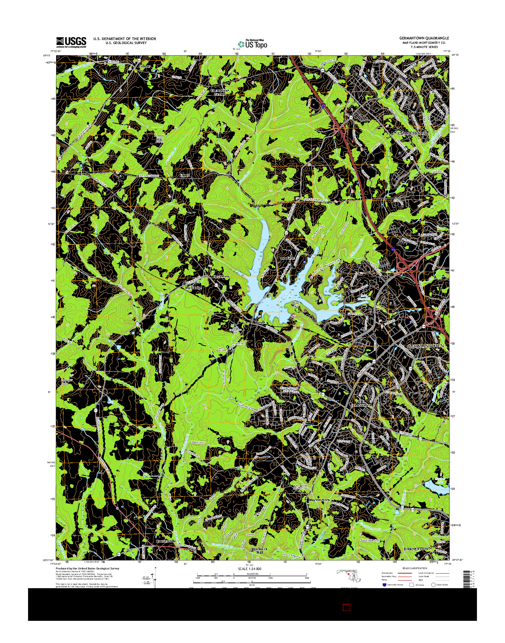 USGS US TOPO 7.5-MINUTE MAP FOR GERMANTOWN, MD 2016