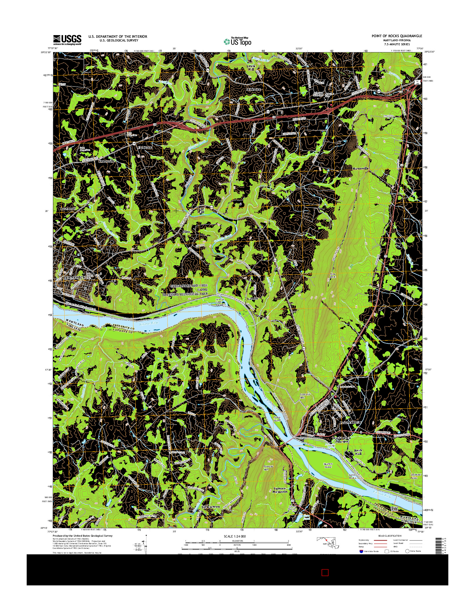 USGS US TOPO 7.5-MINUTE MAP FOR POINT OF ROCKS, MD-VA 2016