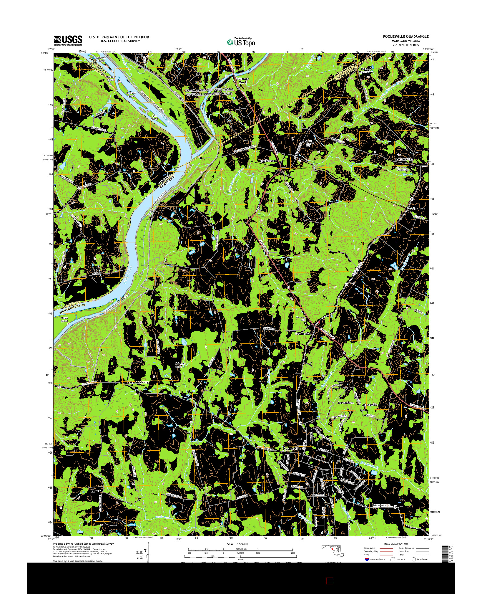 USGS US TOPO 7.5-MINUTE MAP FOR POOLESVILLE, MD-VA 2016