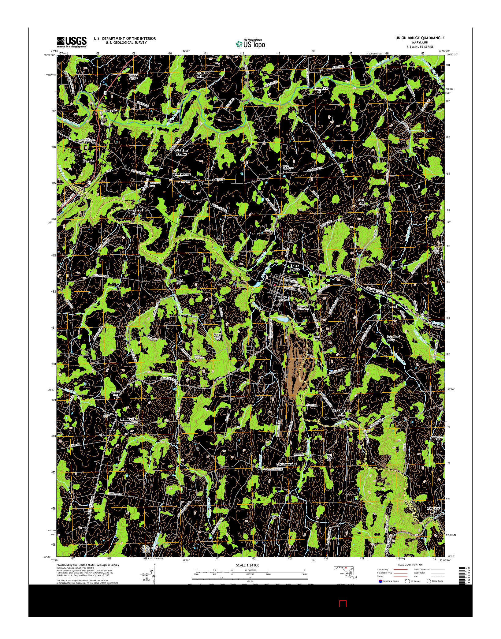 USGS US TOPO 7.5-MINUTE MAP FOR UNION BRIDGE, MD 2016