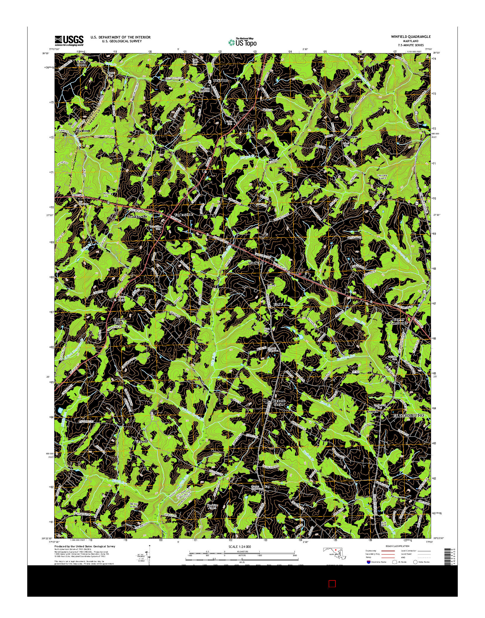 USGS US TOPO 7.5-MINUTE MAP FOR WINFIELD, MD 2016