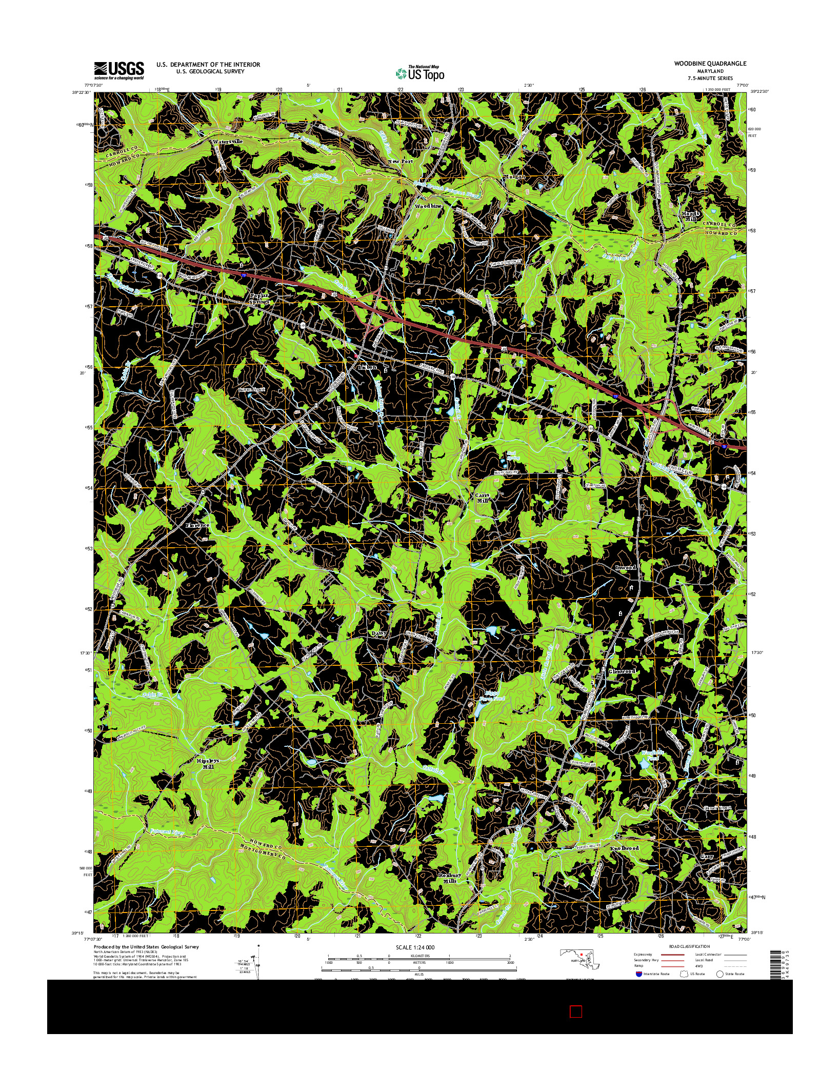 USGS US TOPO 7.5-MINUTE MAP FOR WOODBINE, MD 2016