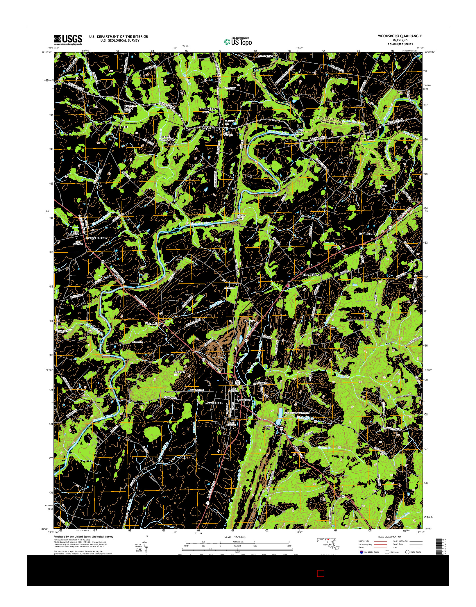 USGS US TOPO 7.5-MINUTE MAP FOR WOODSBORO, MD 2016