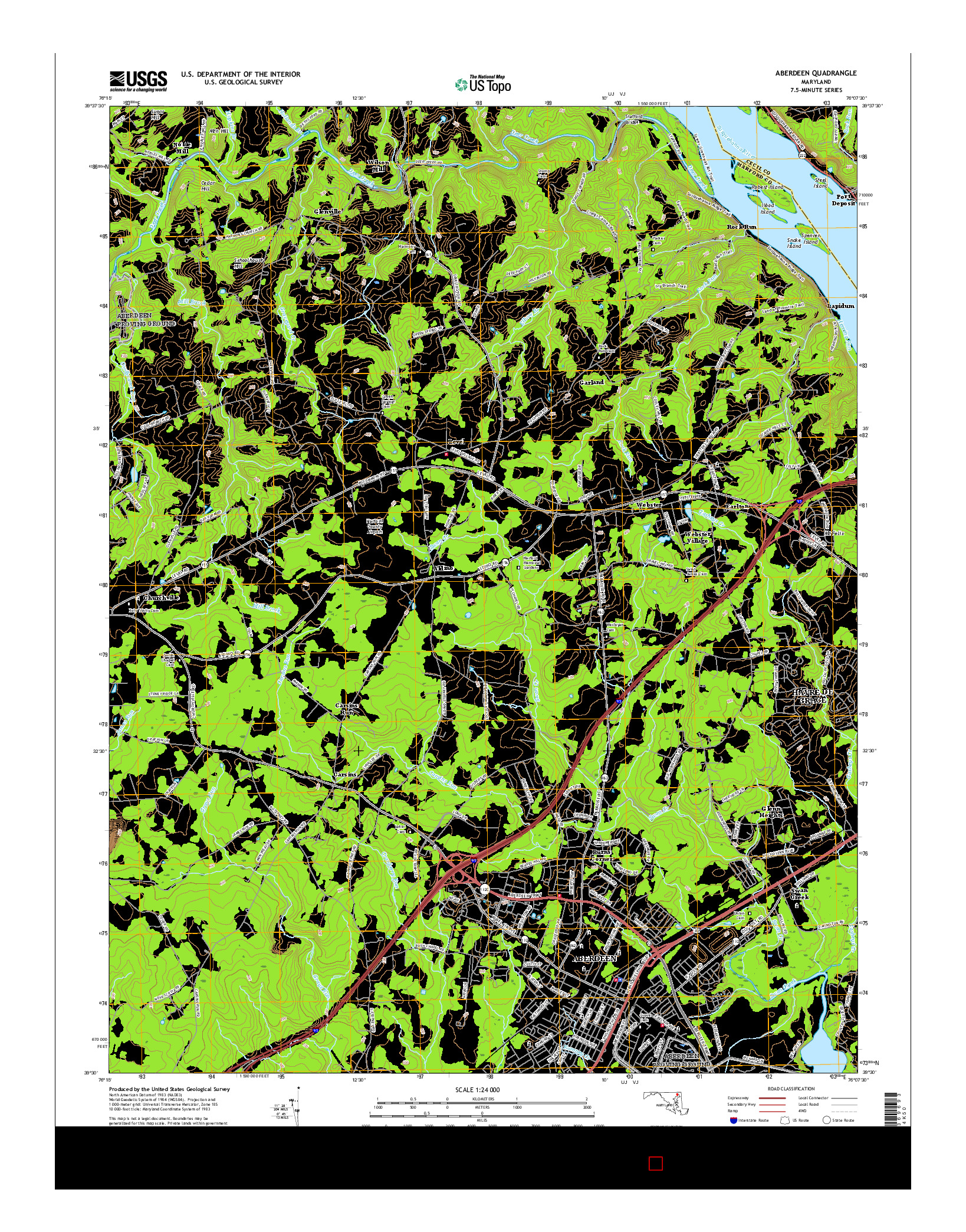 USGS US TOPO 7.5-MINUTE MAP FOR ABERDEEN, MD 2016