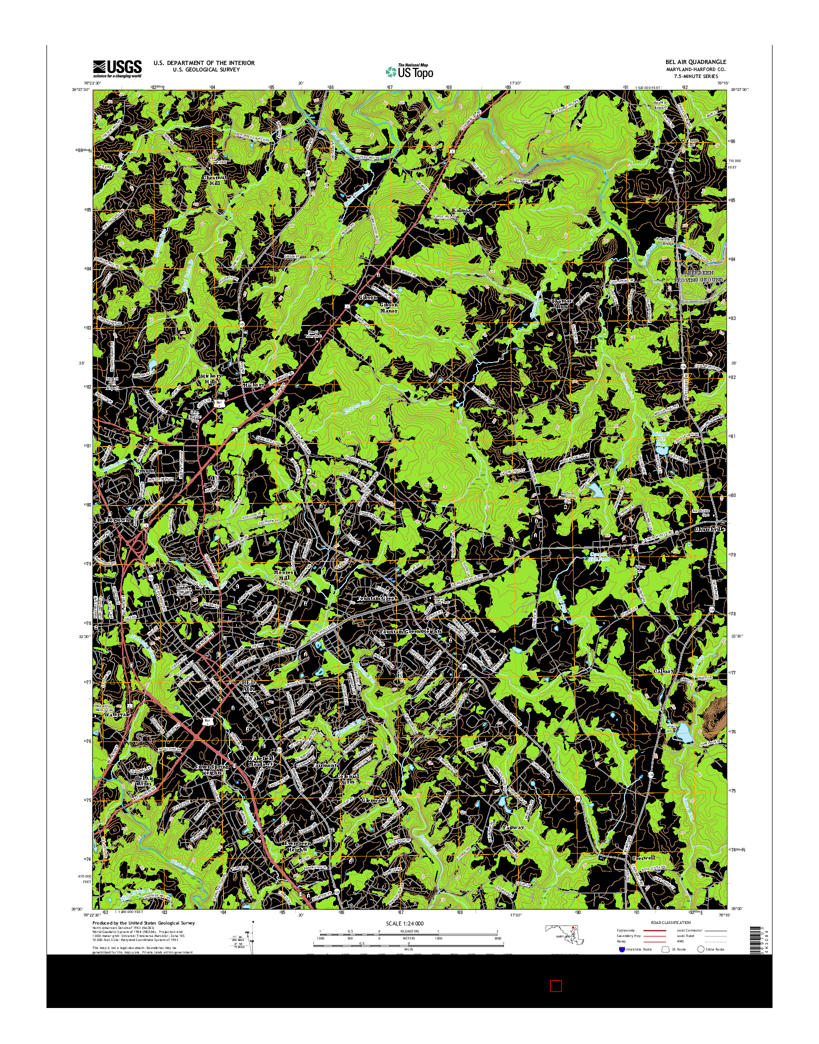 USGS US TOPO 7.5-MINUTE MAP FOR BEL AIR, MD 2016