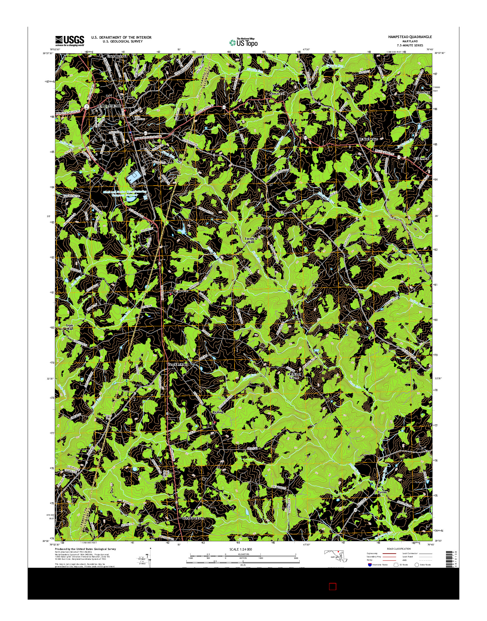 USGS US TOPO 7.5-MINUTE MAP FOR HAMPSTEAD, MD 2016