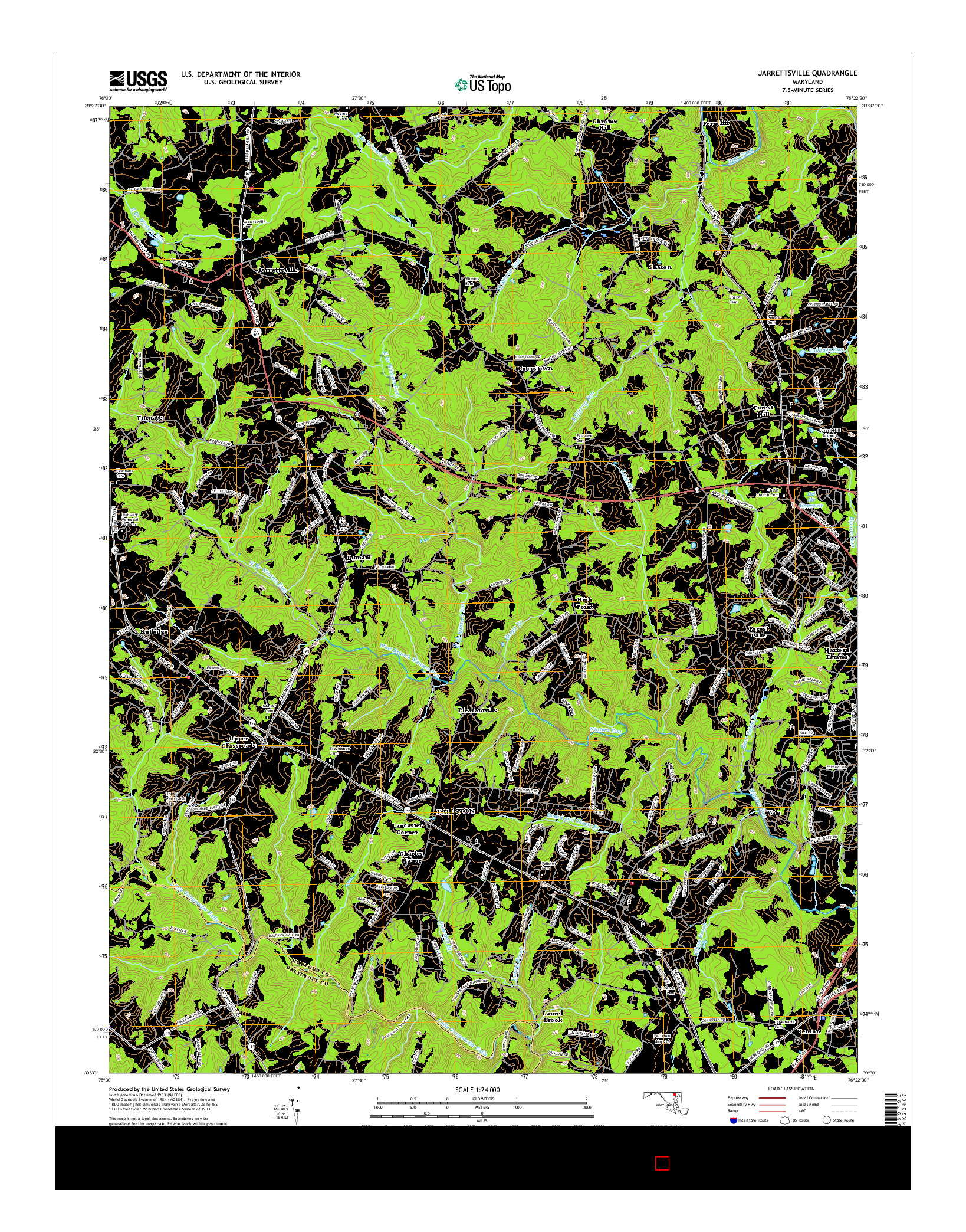 USGS US TOPO 7.5-MINUTE MAP FOR JARRETTSVILLE, MD 2016