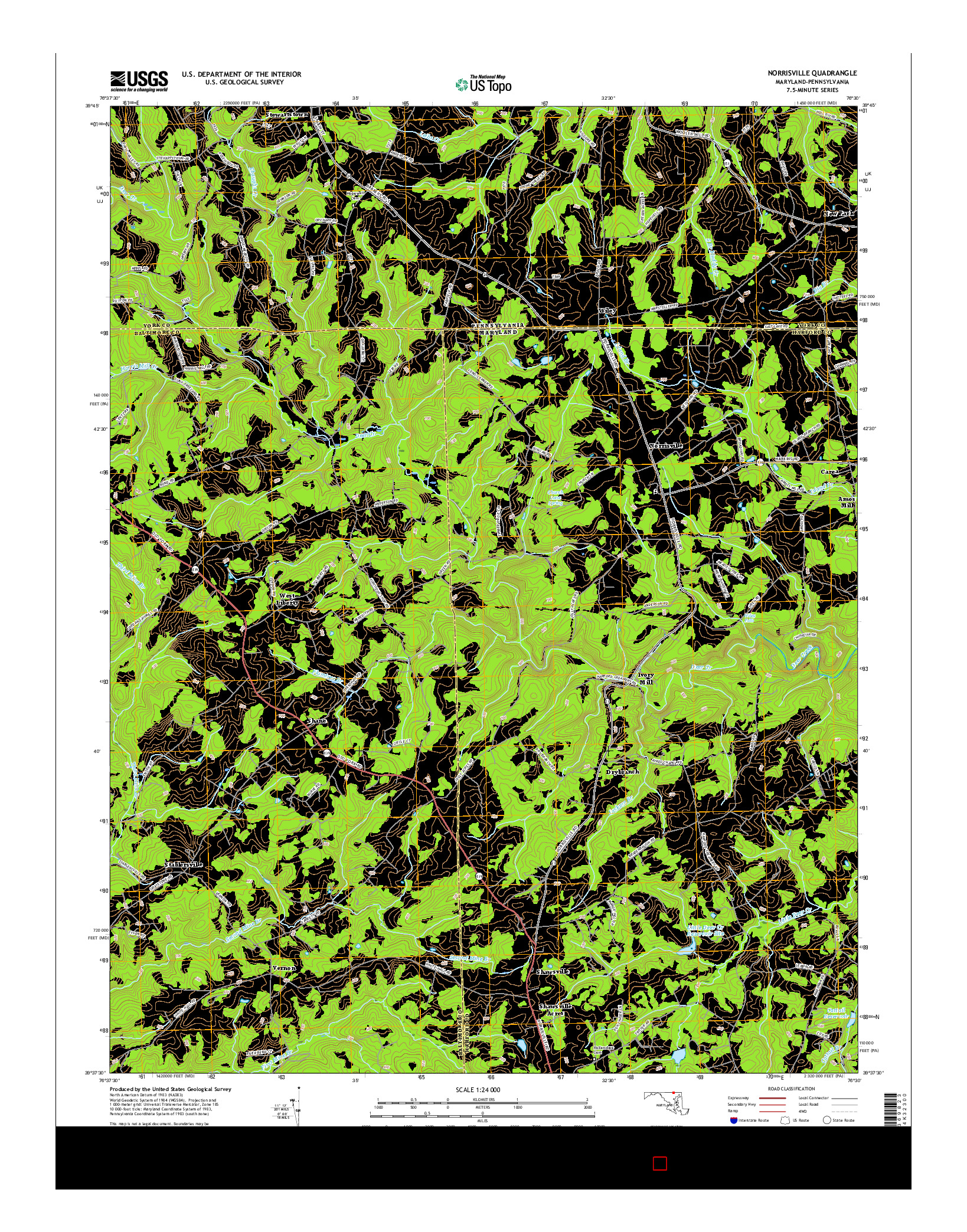 USGS US TOPO 7.5-MINUTE MAP FOR NORRISVILLE, MD-PA 2016