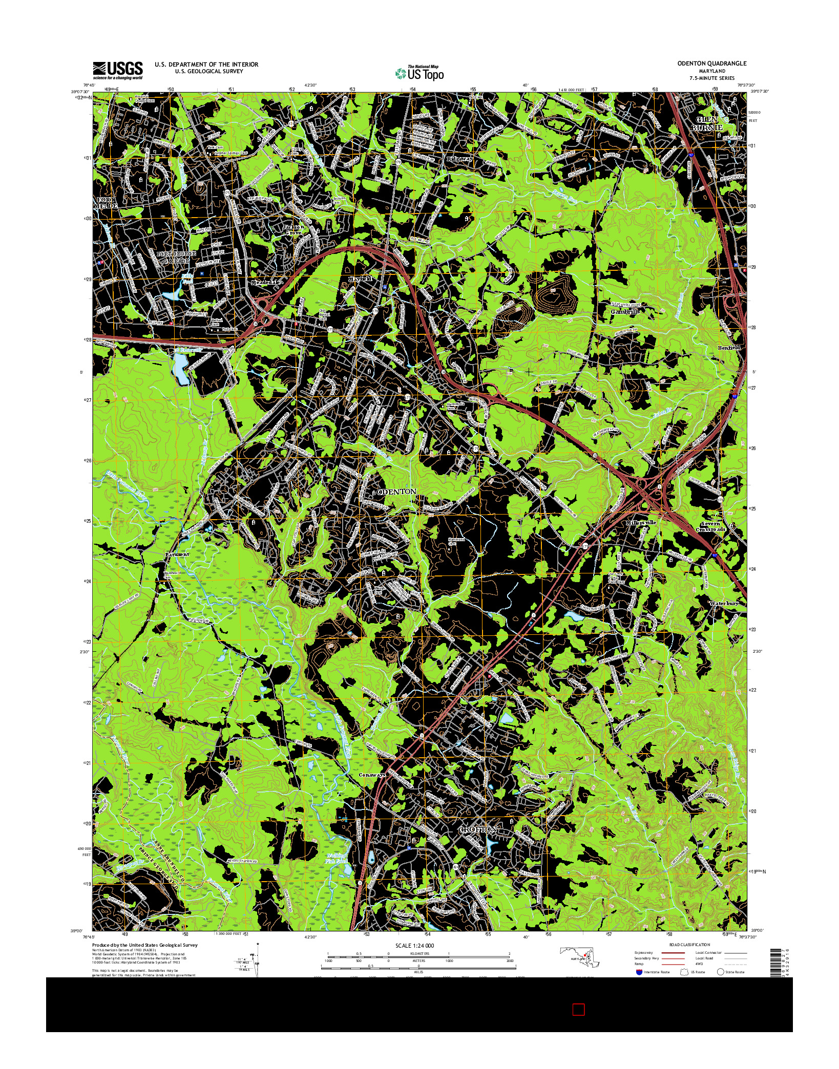 USGS US TOPO 7.5-MINUTE MAP FOR ODENTON, MD 2016