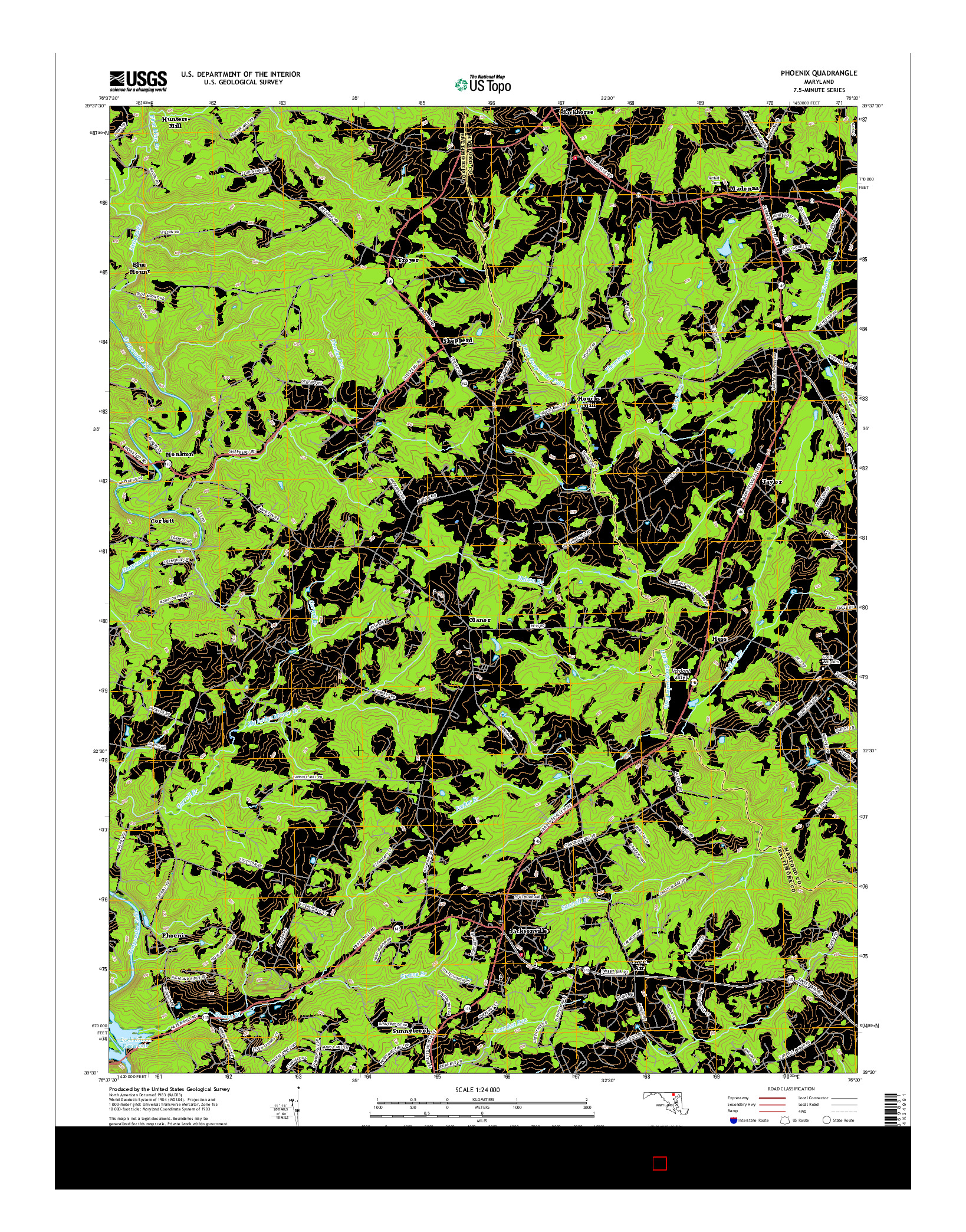 USGS US TOPO 7.5-MINUTE MAP FOR PHOENIX, MD 2016