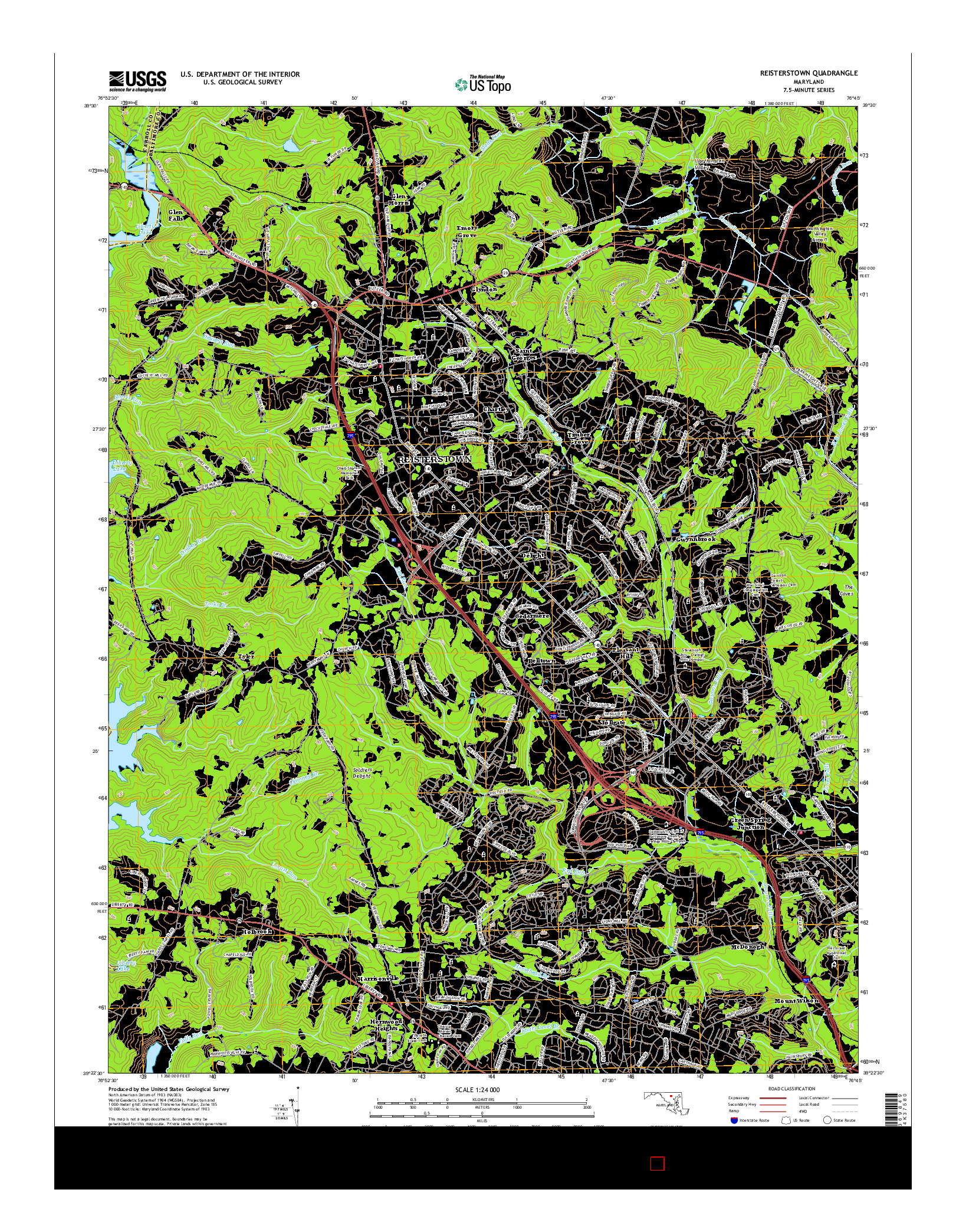 USGS US TOPO 7.5-MINUTE MAP FOR REISTERSTOWN, MD 2016