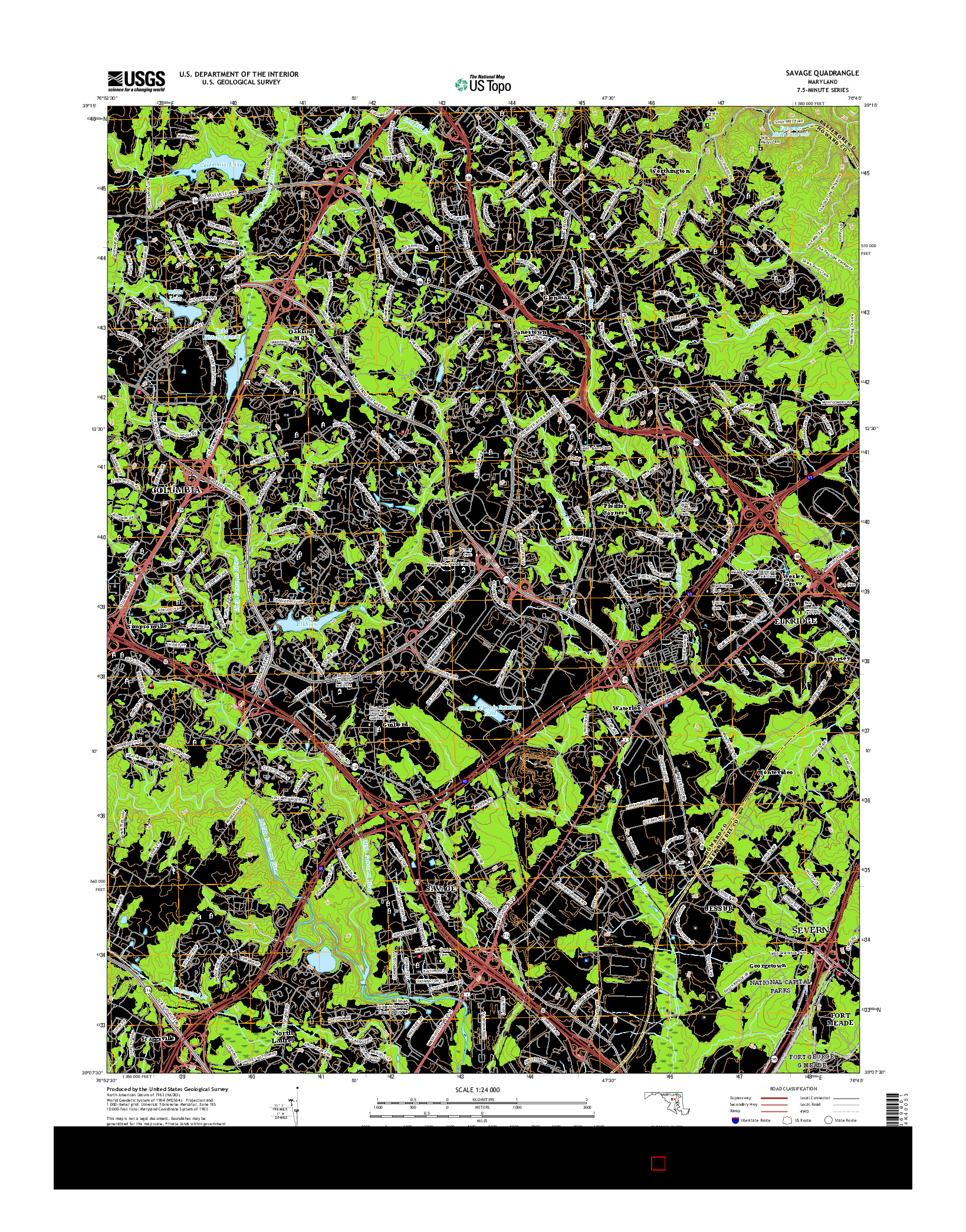 USGS US TOPO 7.5-MINUTE MAP FOR SAVAGE, MD 2016