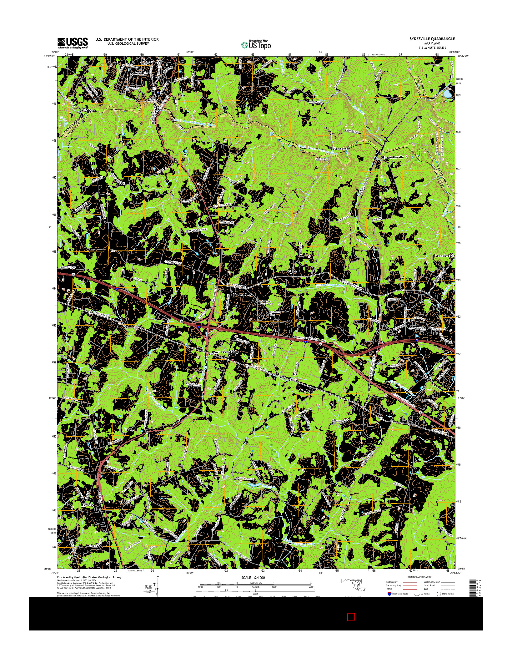 USGS US TOPO 7.5-MINUTE MAP FOR SYKESVILLE, MD 2016