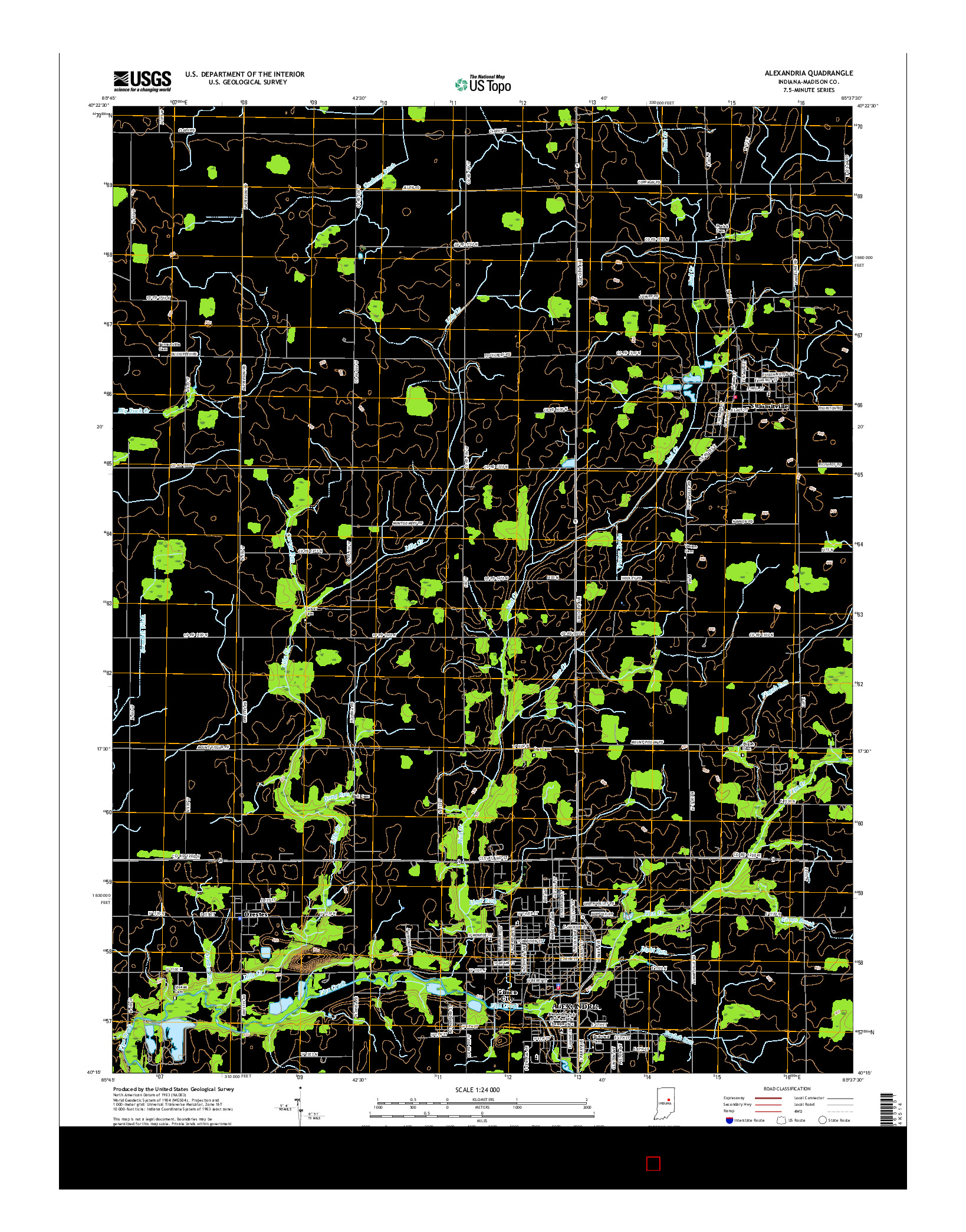 USGS US TOPO 7.5-MINUTE MAP FOR ALEXANDRIA, IN 2016