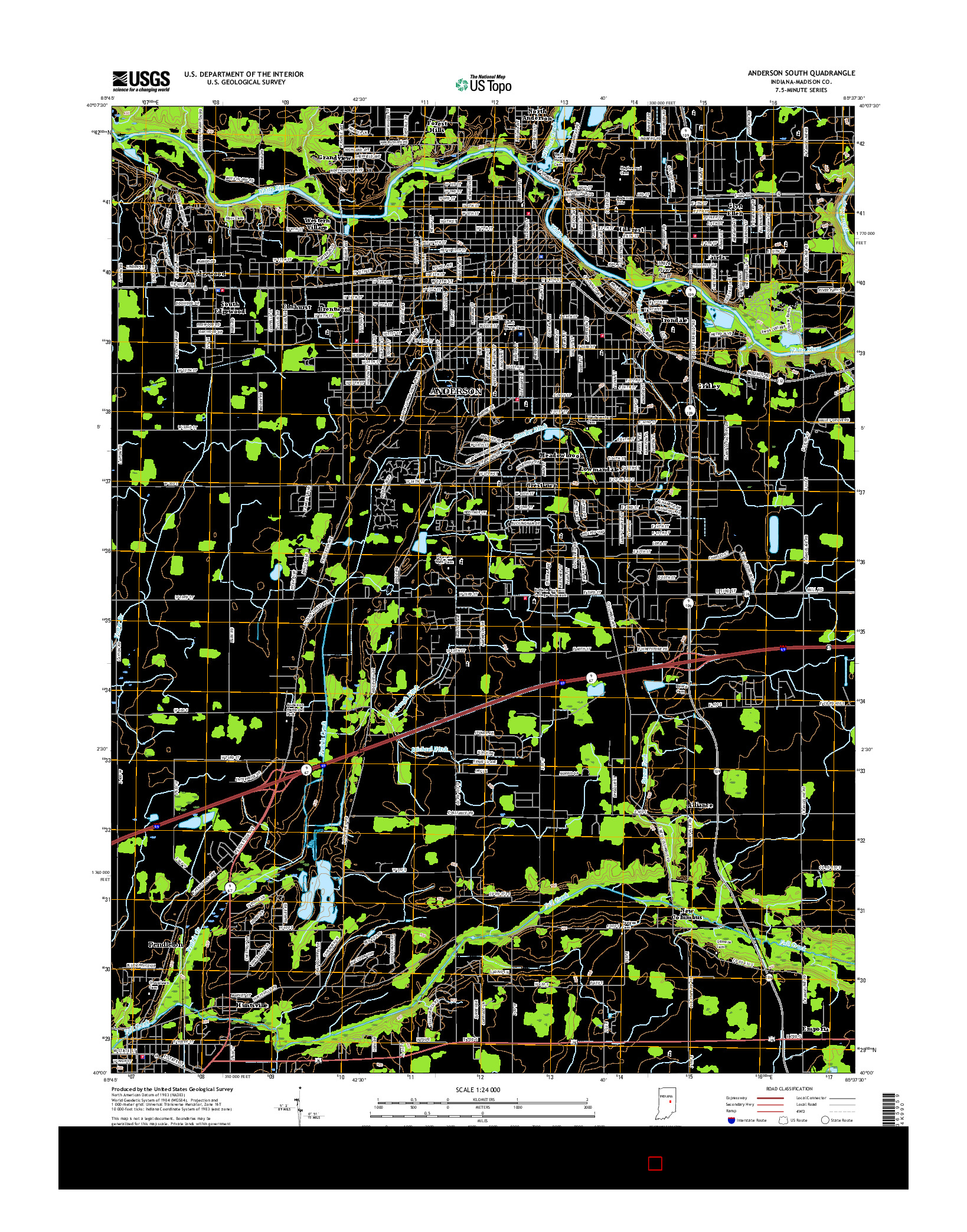 USGS US TOPO 7.5-MINUTE MAP FOR ANDERSON SOUTH, IN 2016