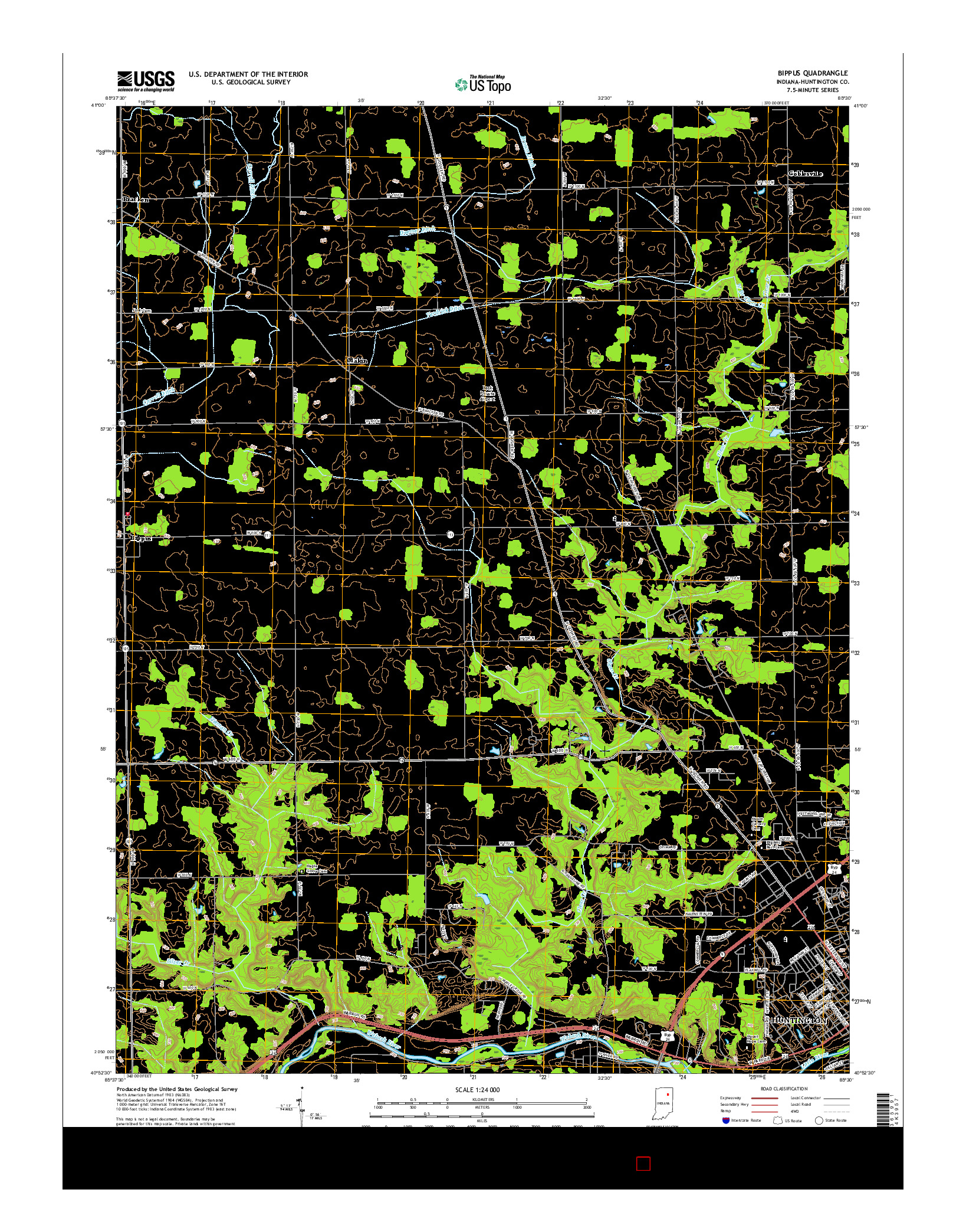 USGS US TOPO 7.5-MINUTE MAP FOR BIPPUS, IN 2016