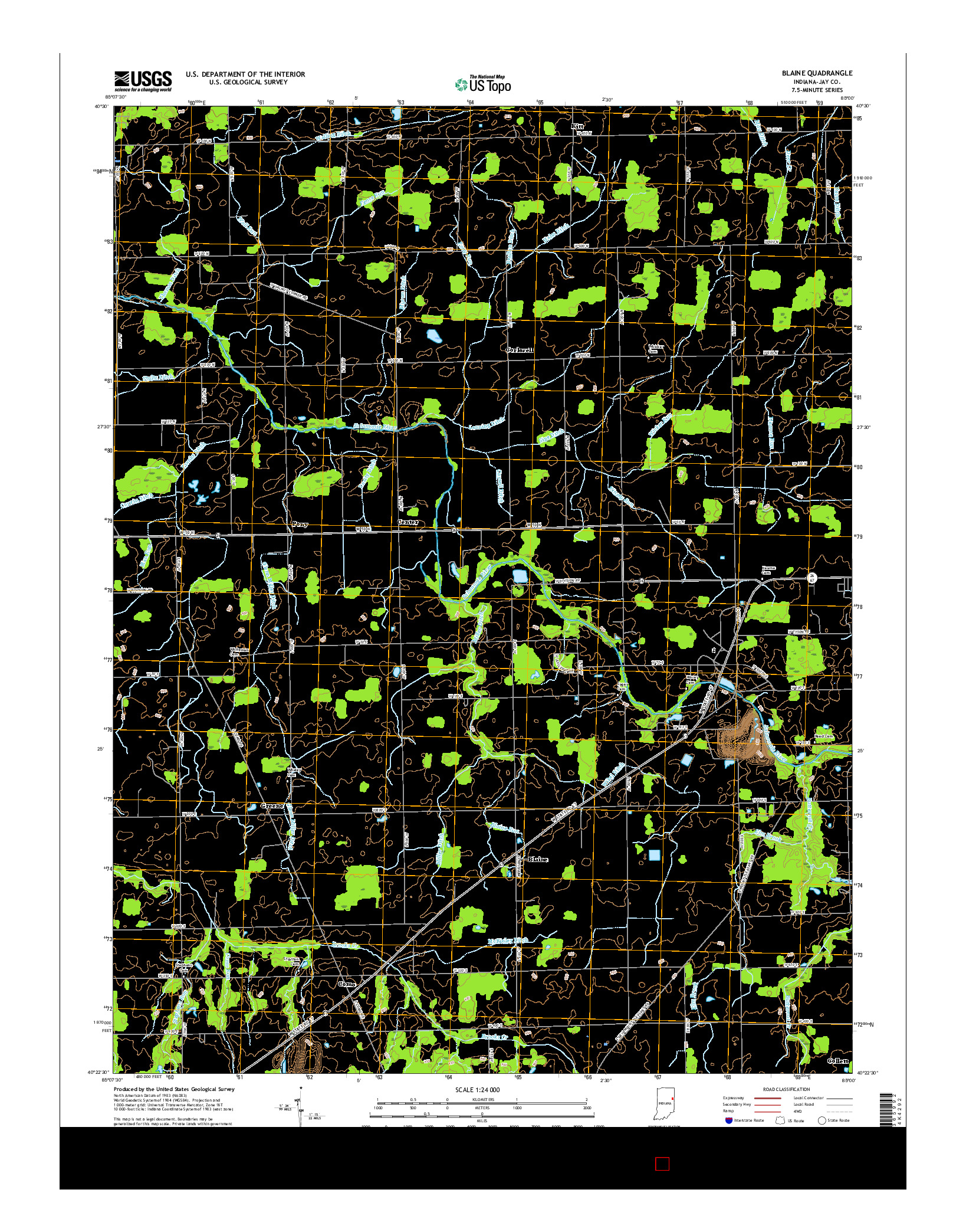 USGS US TOPO 7.5-MINUTE MAP FOR BLAINE, IN 2016