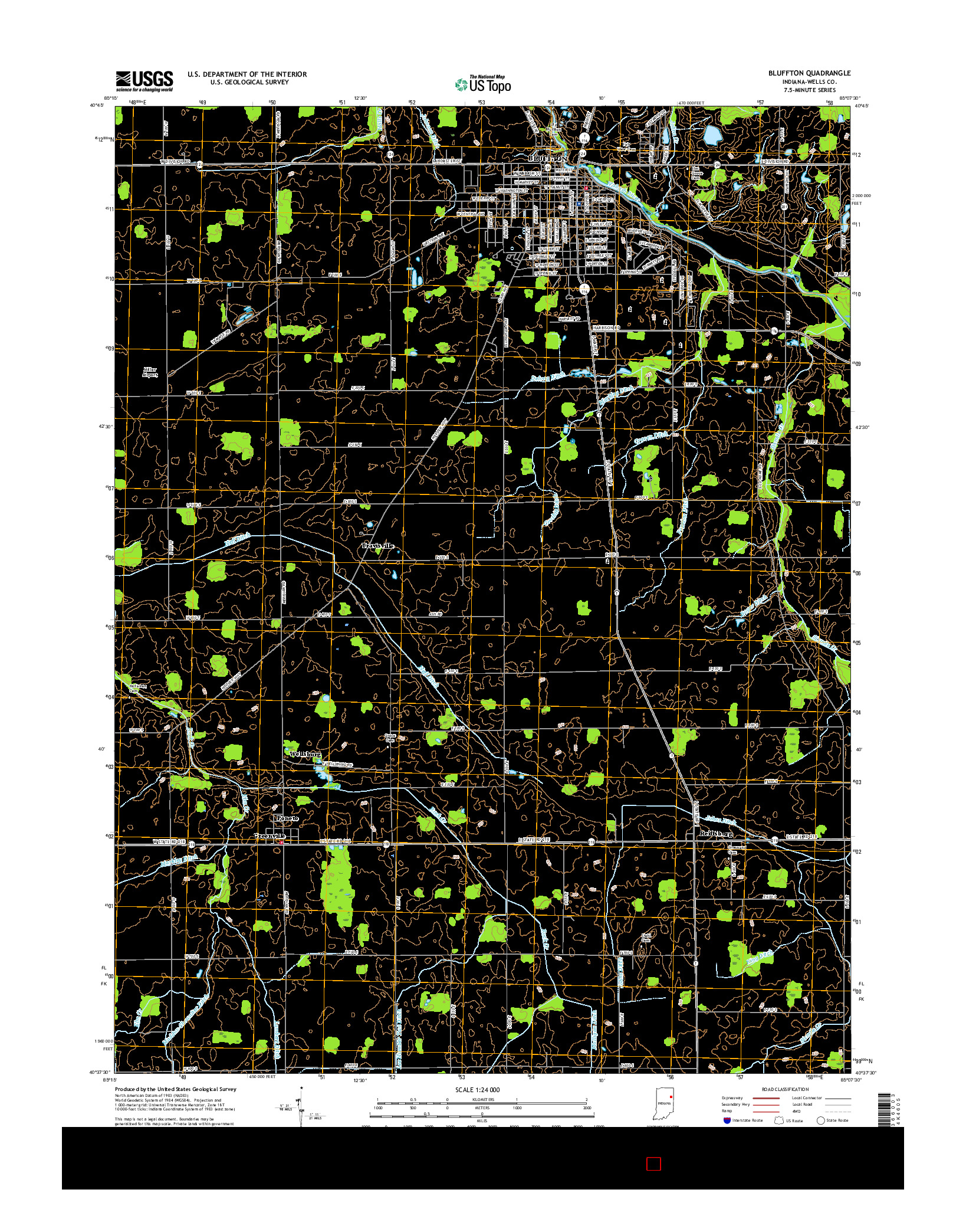 USGS US TOPO 7.5-MINUTE MAP FOR BLUFFTON, IN 2016