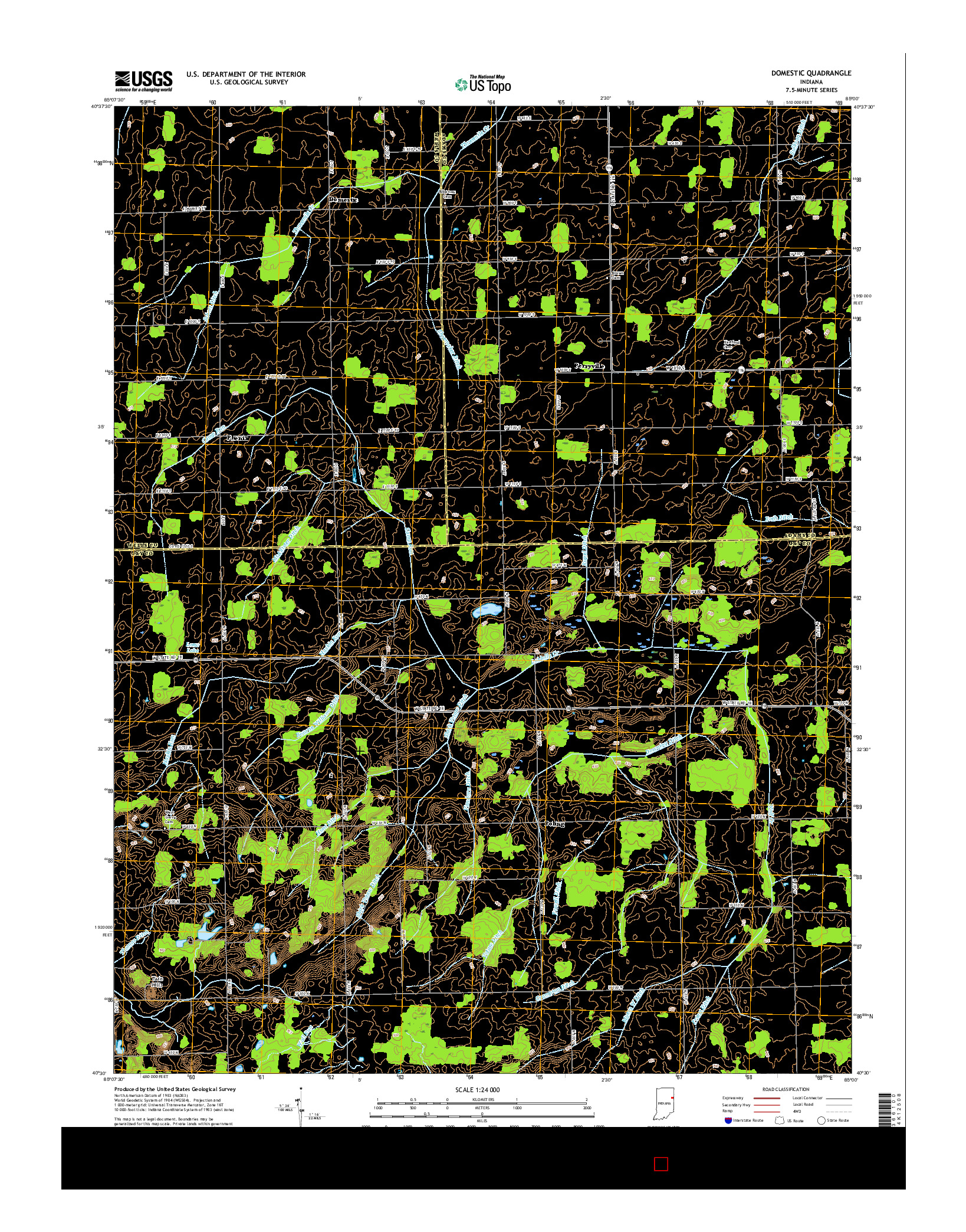 USGS US TOPO 7.5-MINUTE MAP FOR DOMESTIC, IN 2016