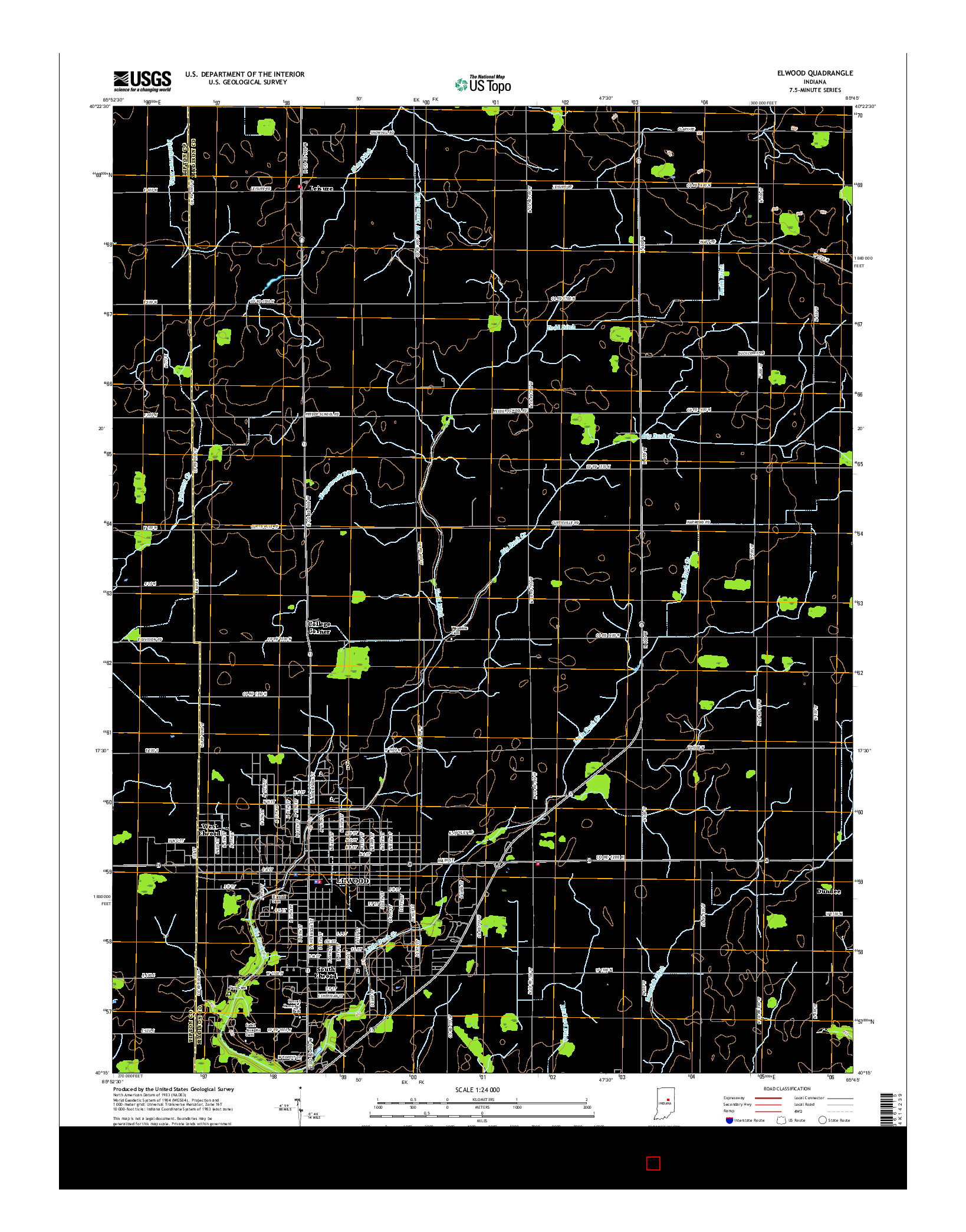 USGS US TOPO 7.5-MINUTE MAP FOR ELWOOD, IN 2016