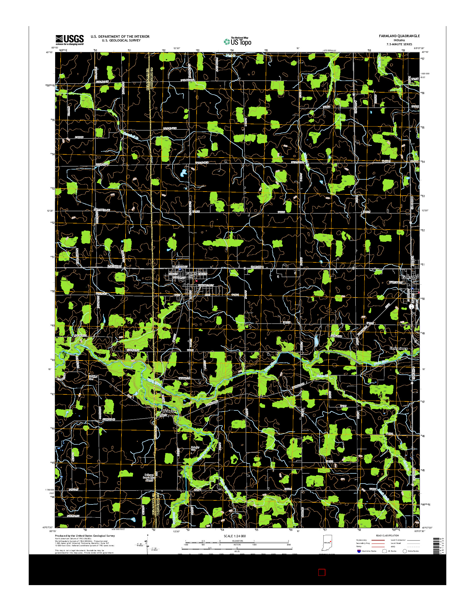 USGS US TOPO 7.5-MINUTE MAP FOR FARMLAND, IN 2016