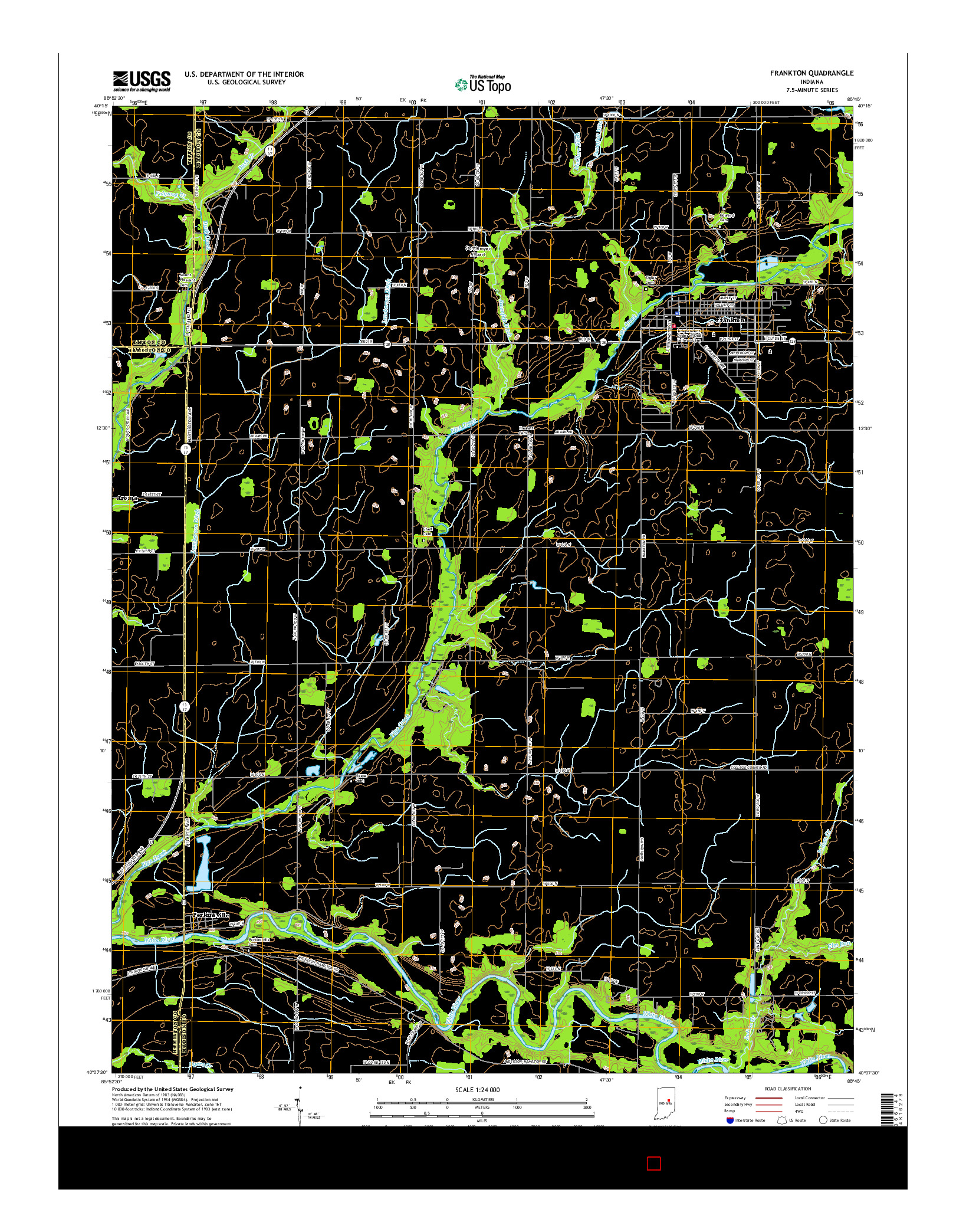 USGS US TOPO 7.5-MINUTE MAP FOR FRANKTON, IN 2016